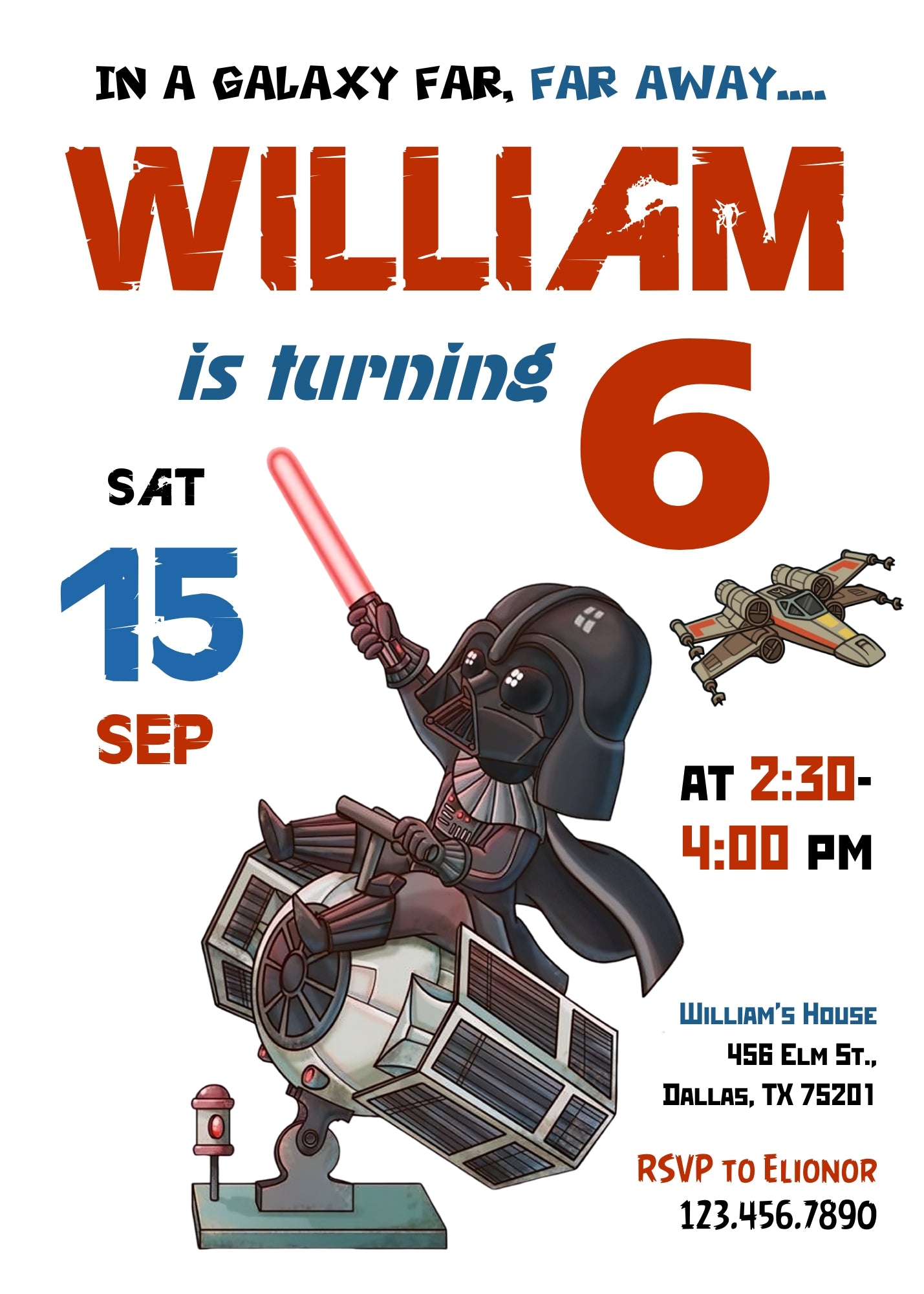 Star Wars Darth Vader customizable invitation template | Share or Print | boy | ZC957