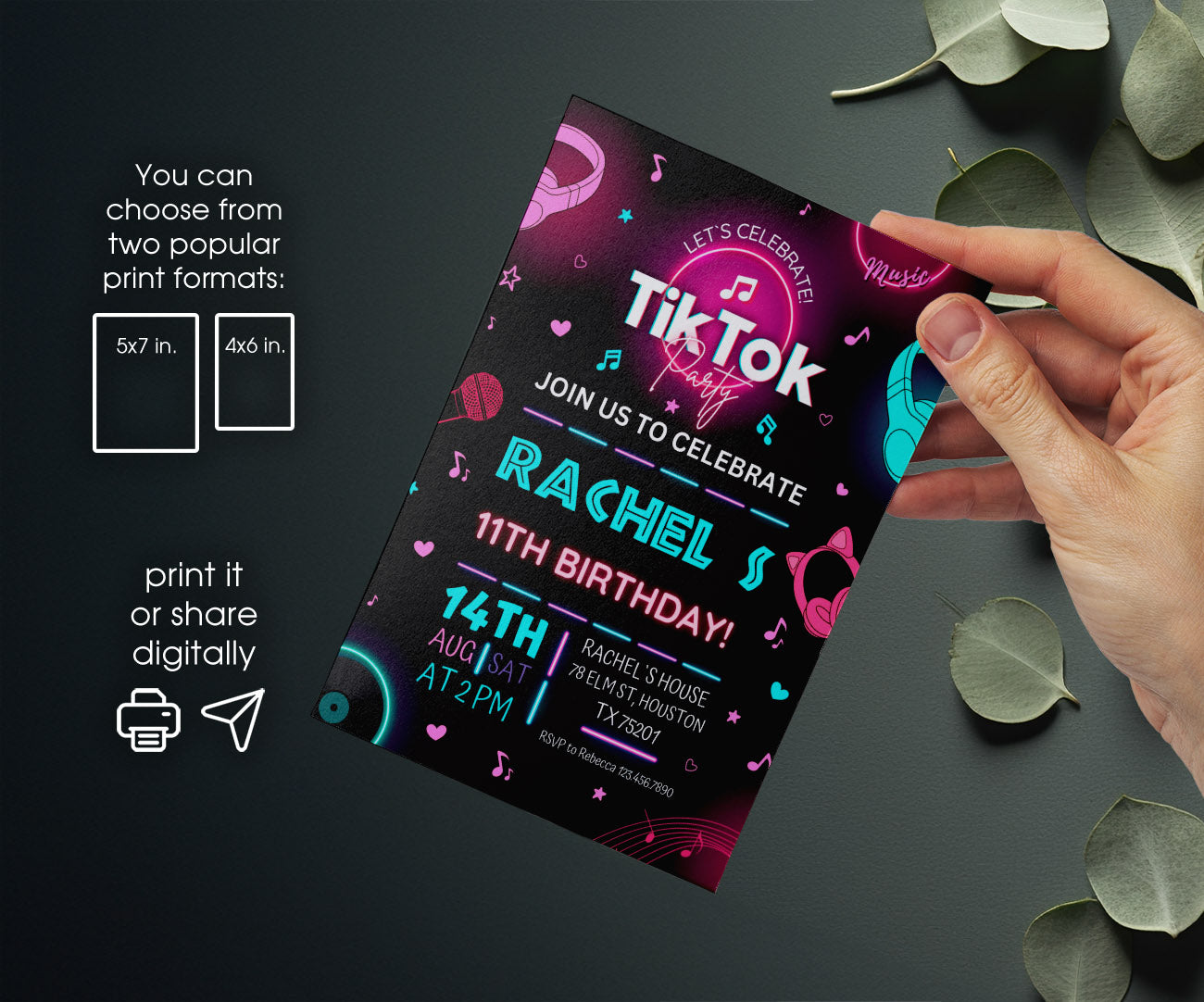 Tik Tok Party customizable invitation template | Share or Print | TG172
