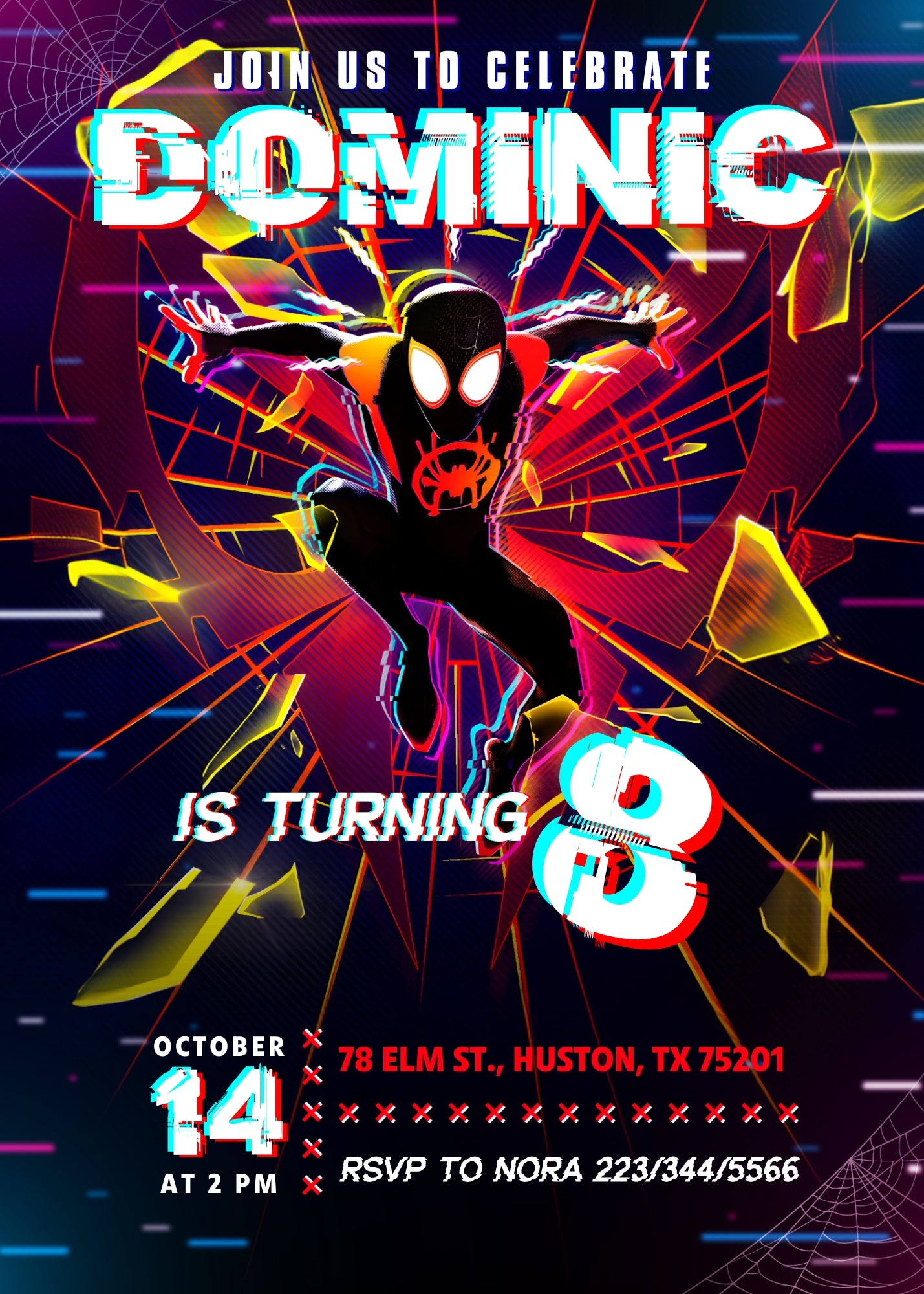 Spider Man Across the Spider-Verse customizable invitation template | Share or Print | boy | IJ007