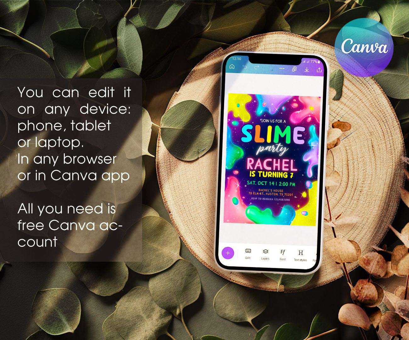 Slime Diy Party customizable invitation template | Share or Print | GL905