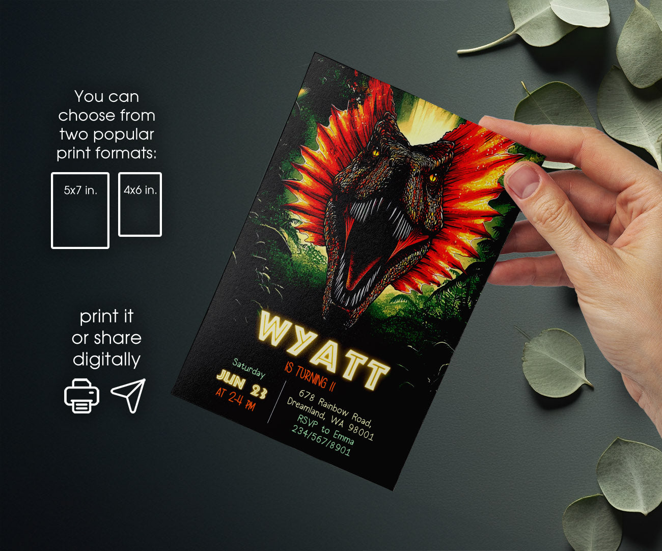 Jurassic World Dinosaur customizable invitation template | Share or Print | CQ863