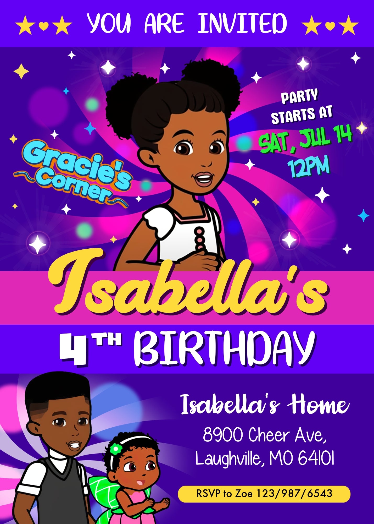 Gracie's Corner Music customizable invitation template | Share or Print | girl | PT108