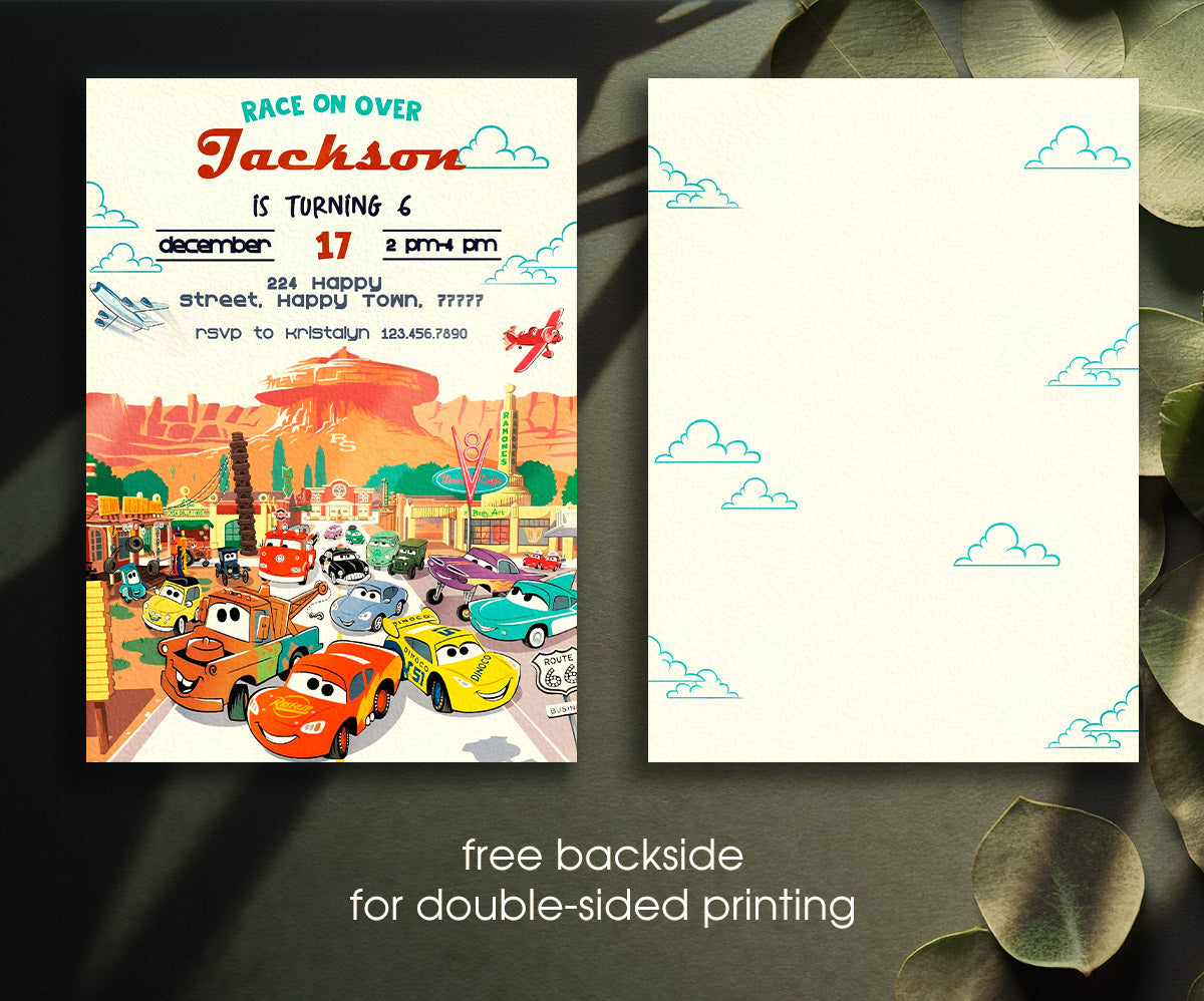 Cars Lightning McQueen customizable invitation template | Share or Print | boy | KH493