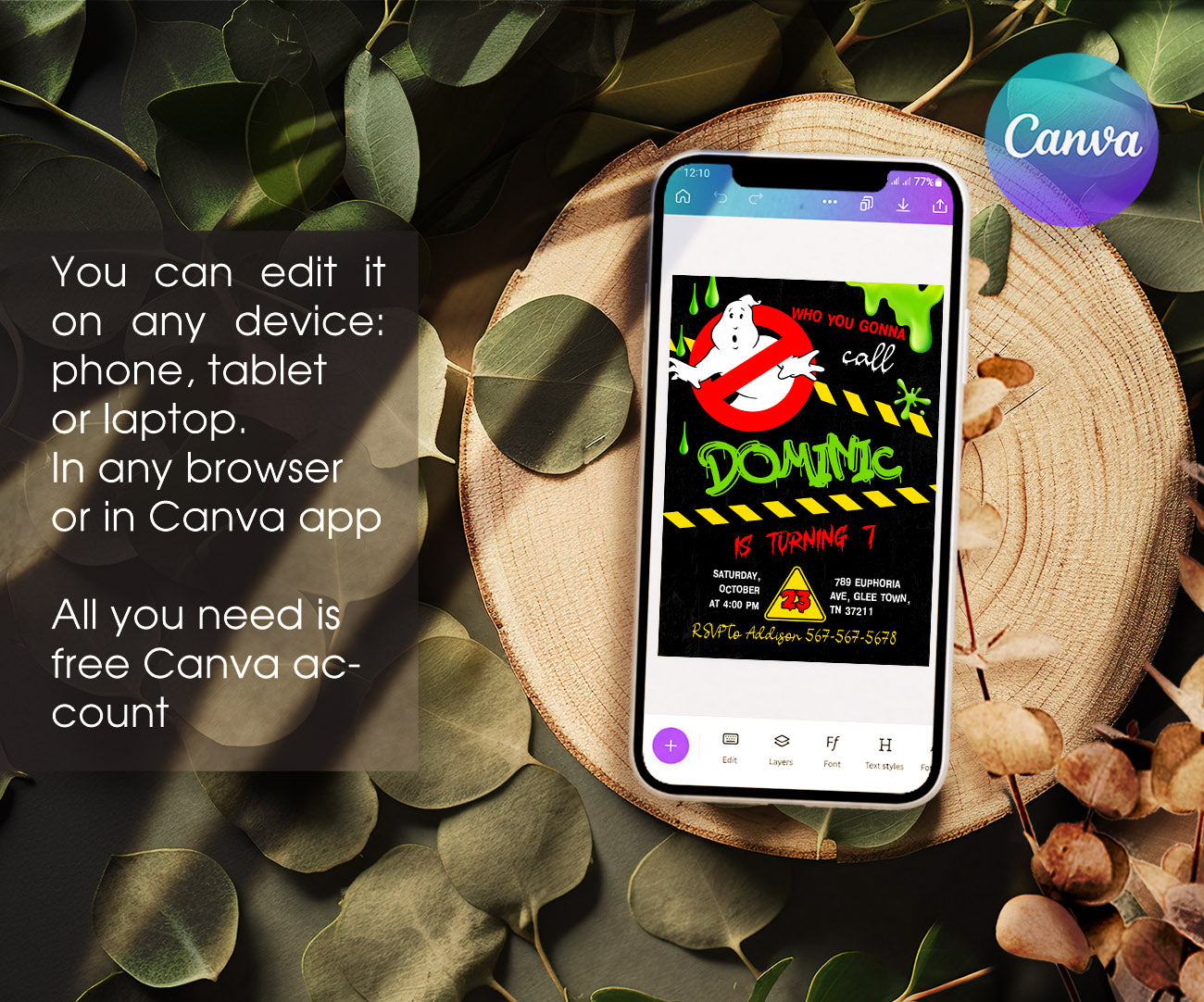 Ghostbusters customizable invitation template | Share or Print | EI508