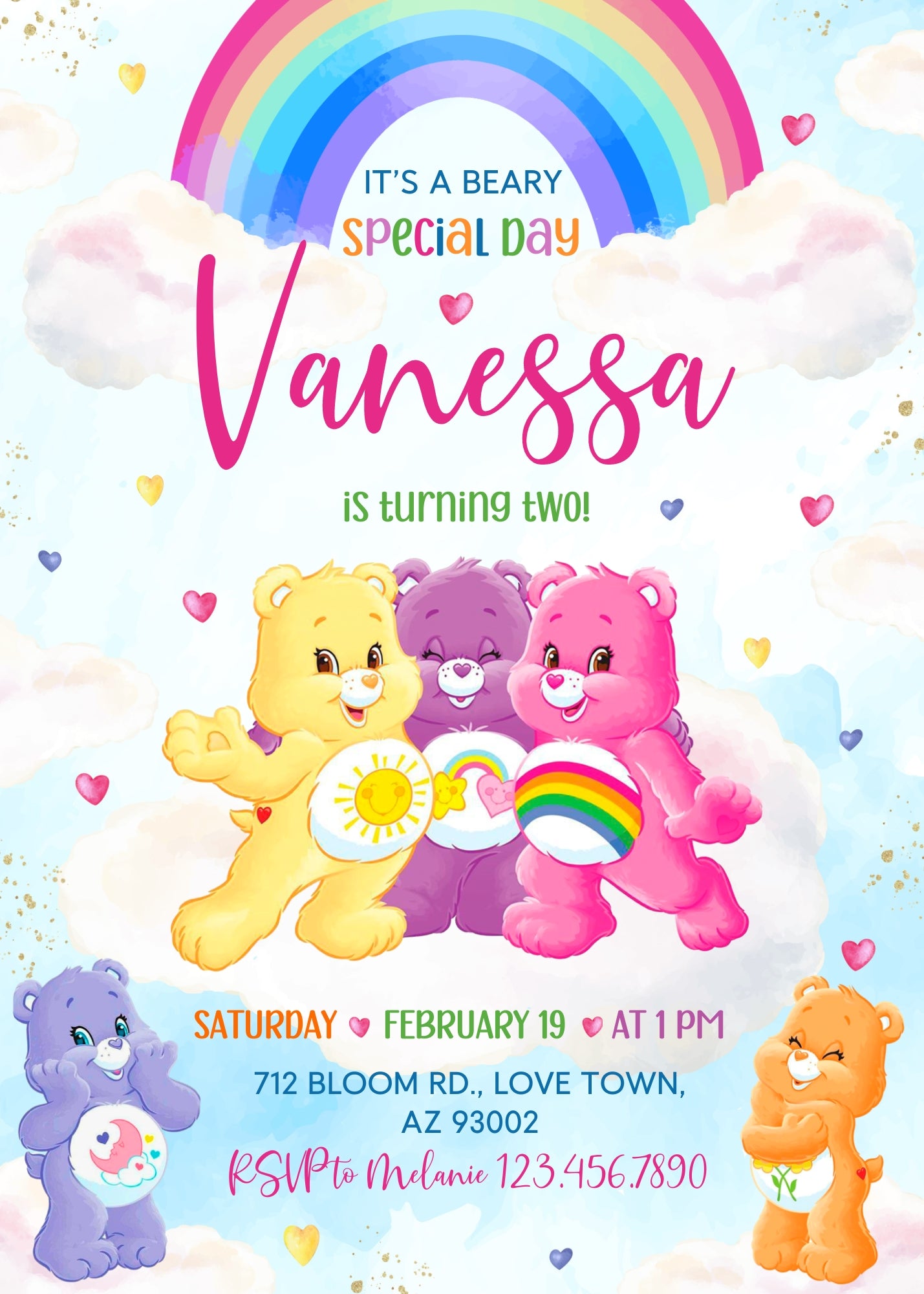 Care Bears customizable invitation template | Share or Print | KV810