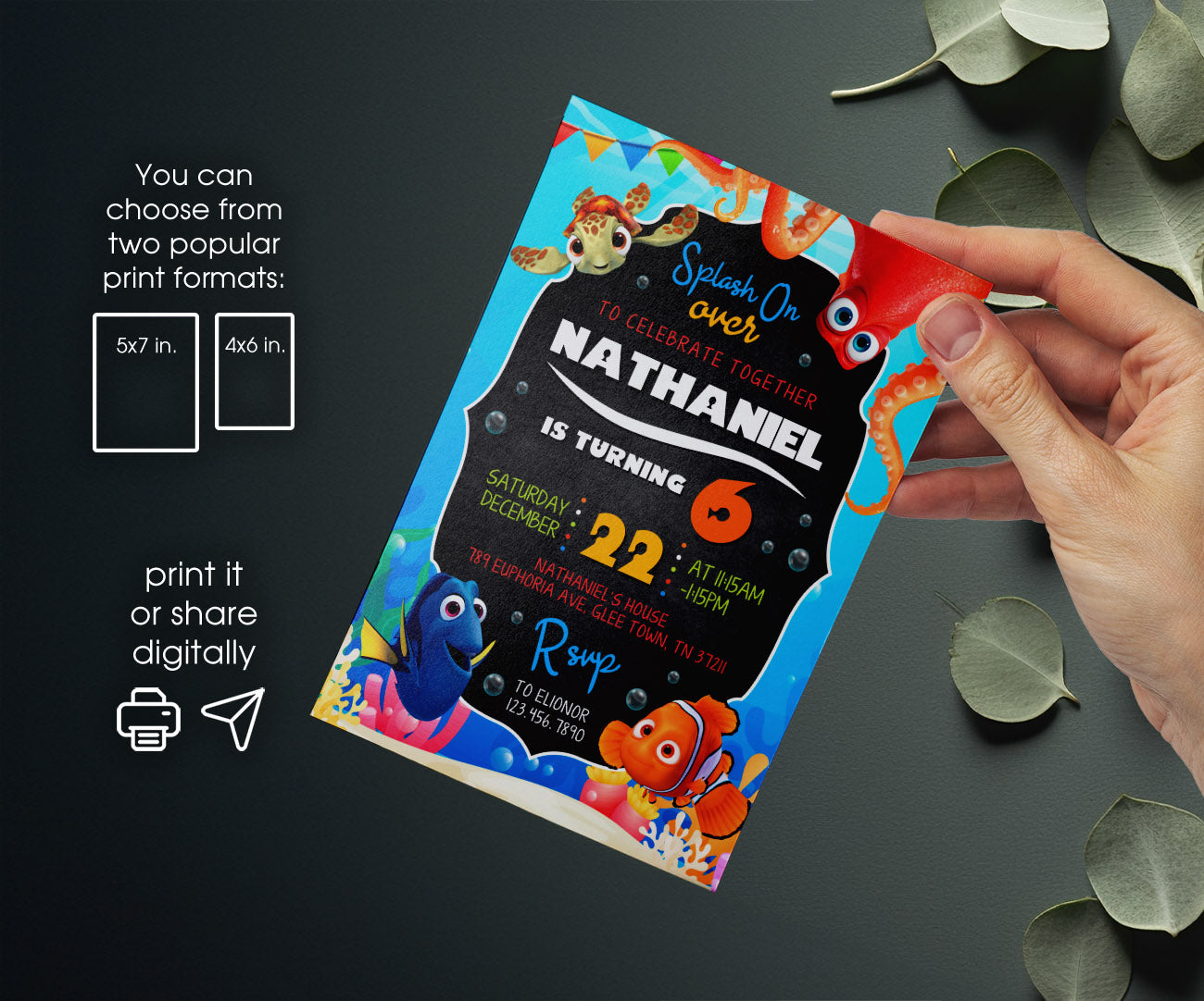 Finding Nemo customizable invitation template | Share or Print | MF911