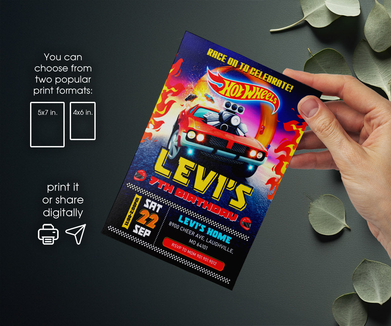 Hot Wheels Racing customizable invitation template | Share or Print | boy | GP204