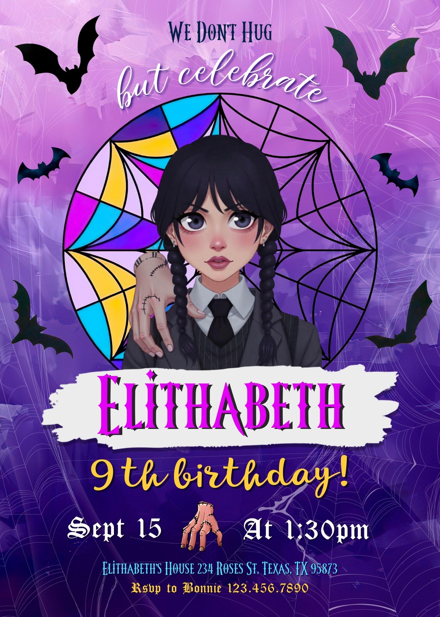 Wednesday Addams customizable invitation template | Share or Print | girl | QX208