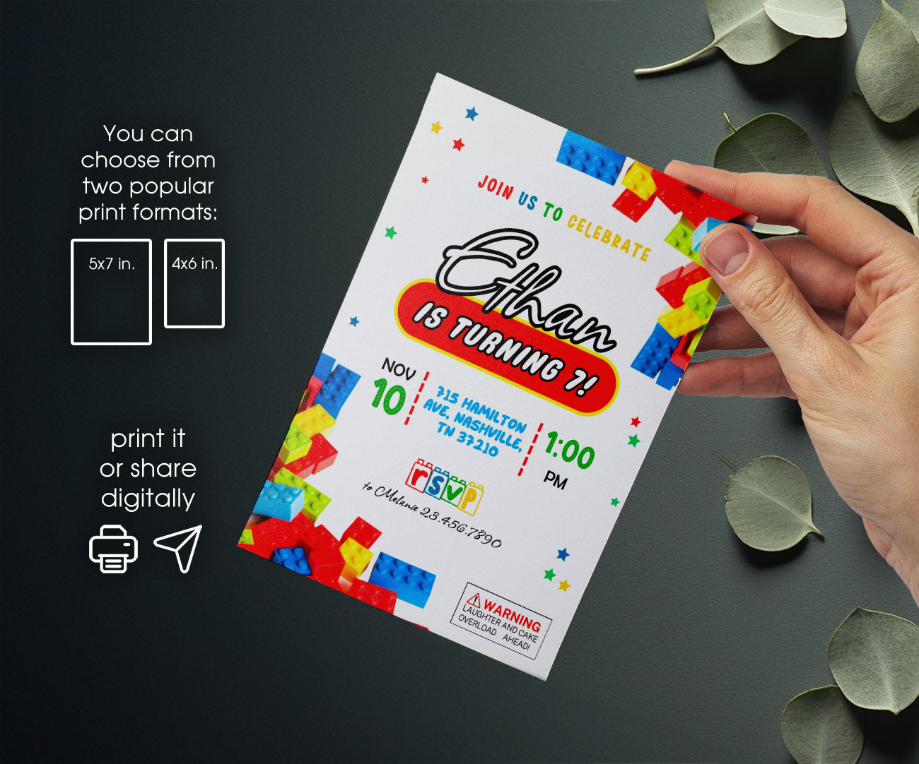 Lego customizable invitation template | Share or Print | AP705