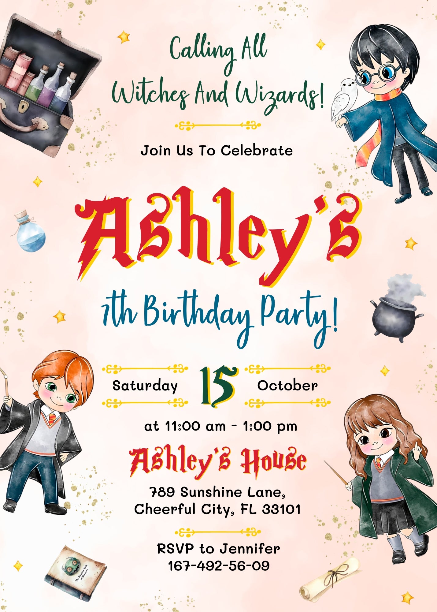 Harry Potter customizable invitation template | Share or Print | EL439