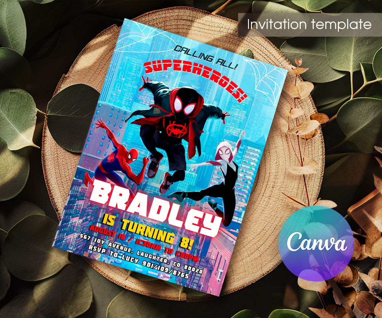 Spider Man Across the Spider-Verse customizable invitation template | Share or Print | boy | GV699