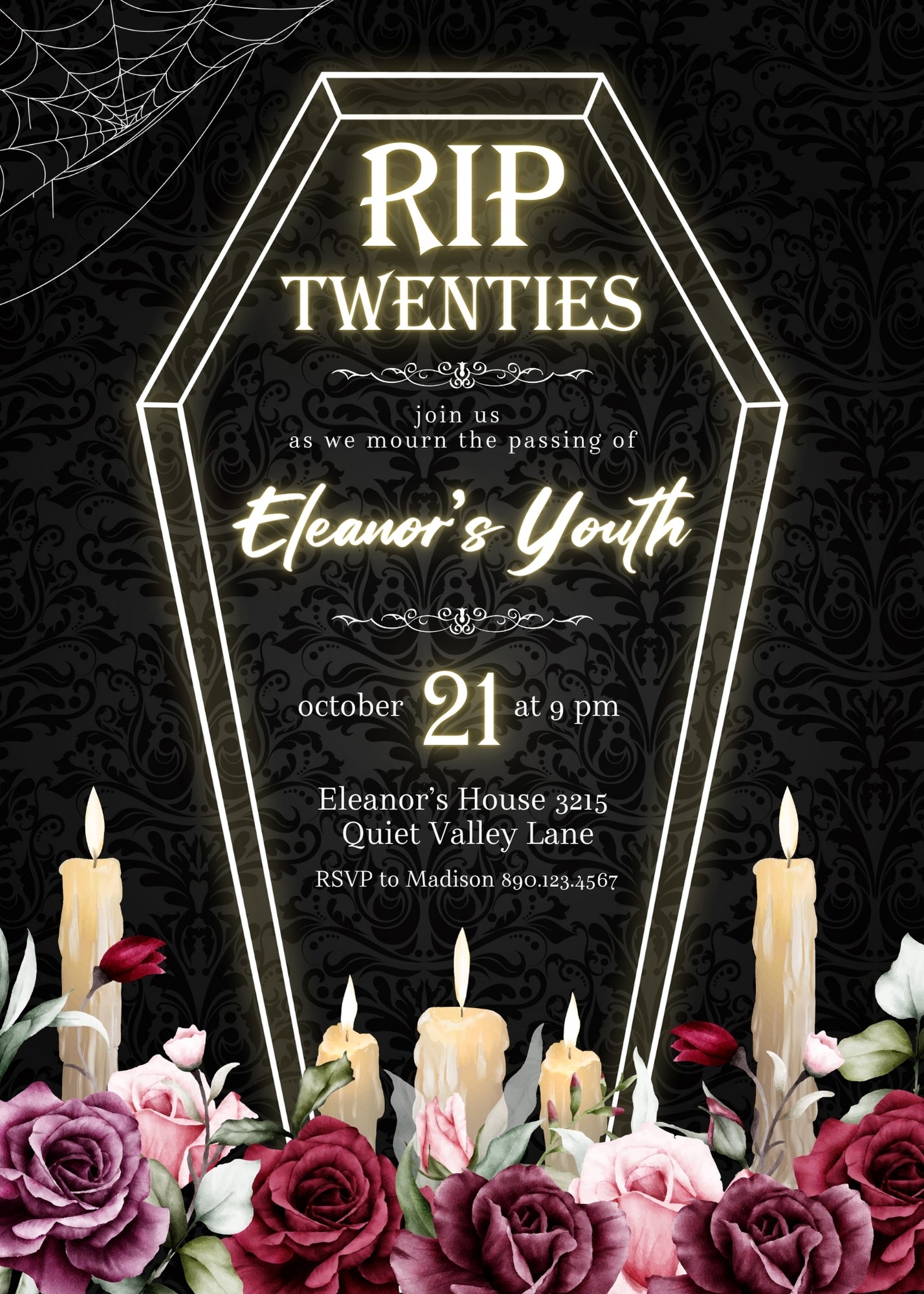 Rip Twenties Birthday customizable invitation template | Share or Print | BX261