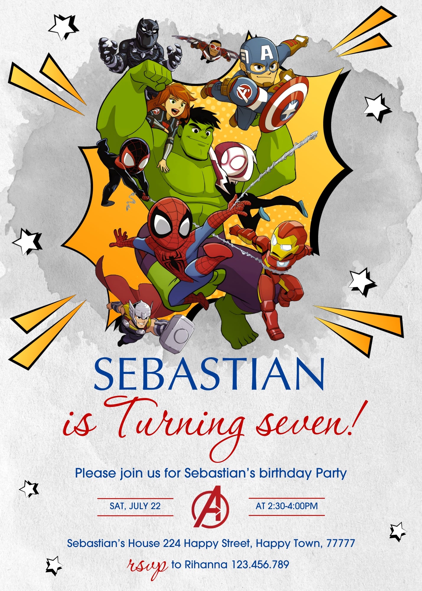 Avengers Marvel Superhero customizable invitation template | Share or Print | boy | FD008