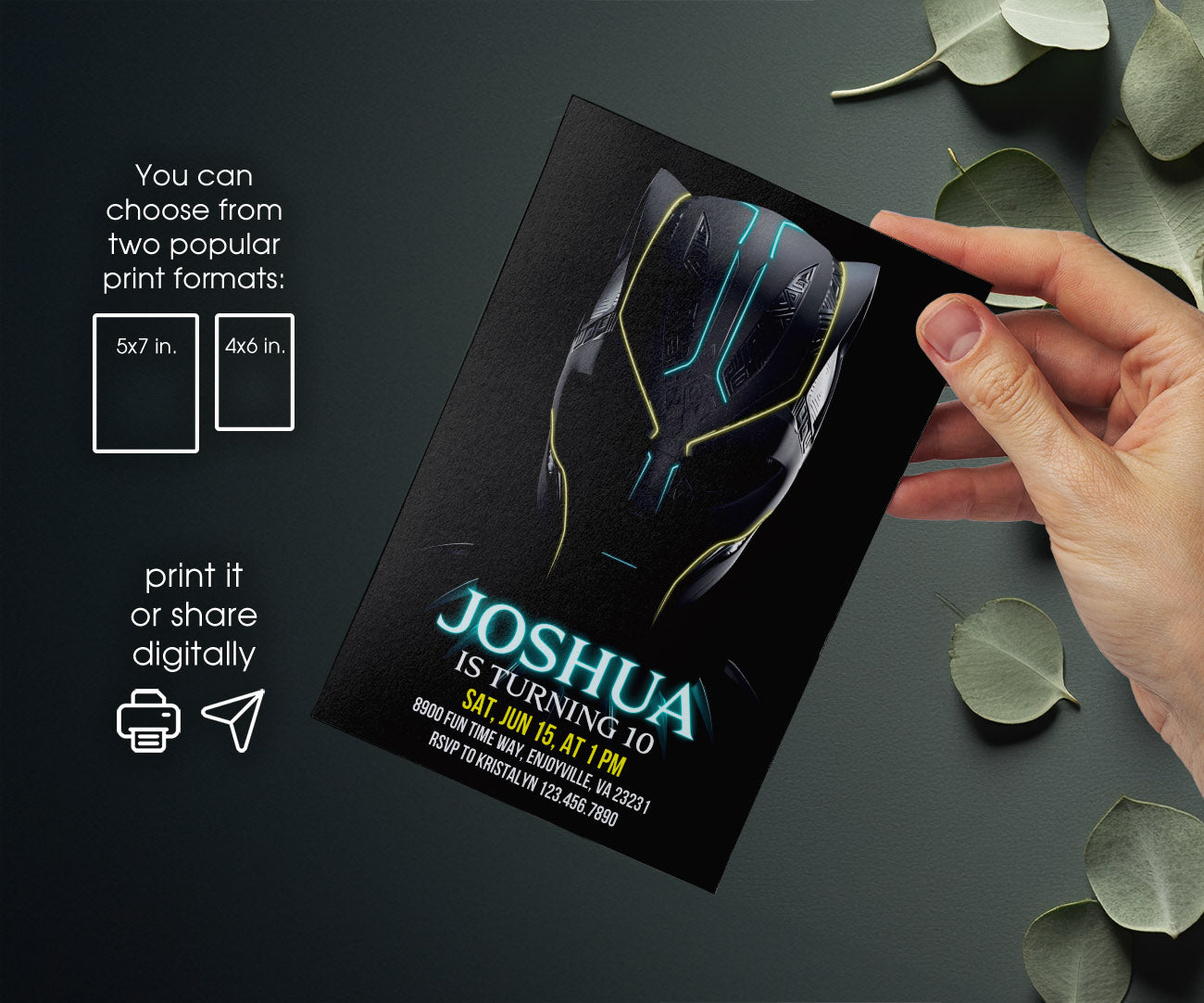 Black Panther Superhero Marvel customizable invitation template | Share or Print | boy | XS690