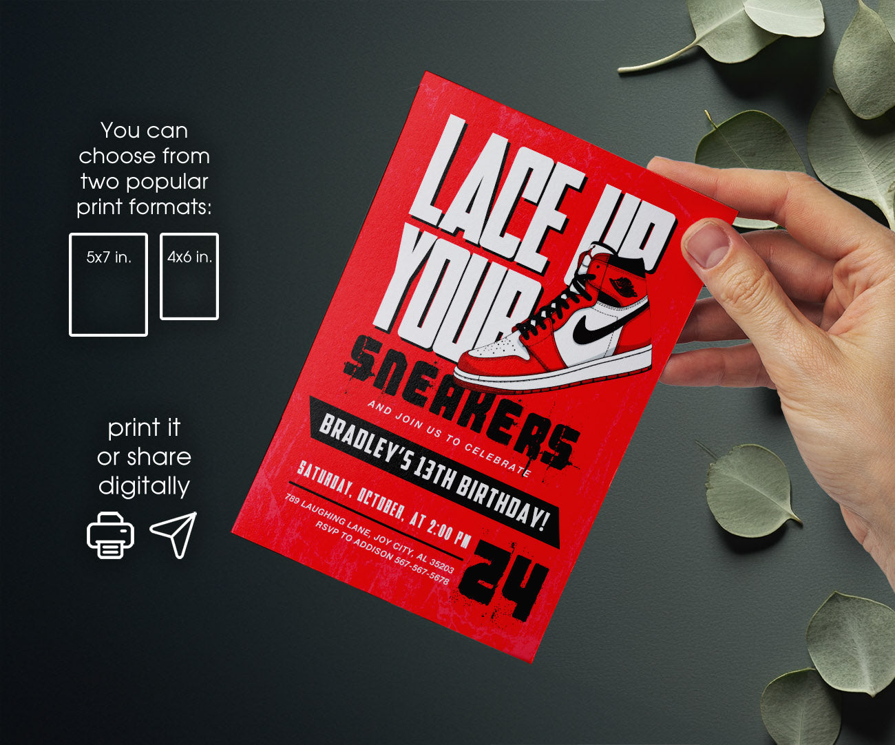 Sneaker Ball Air Jordan Nike customizable invitation template | Share or Print | GA191