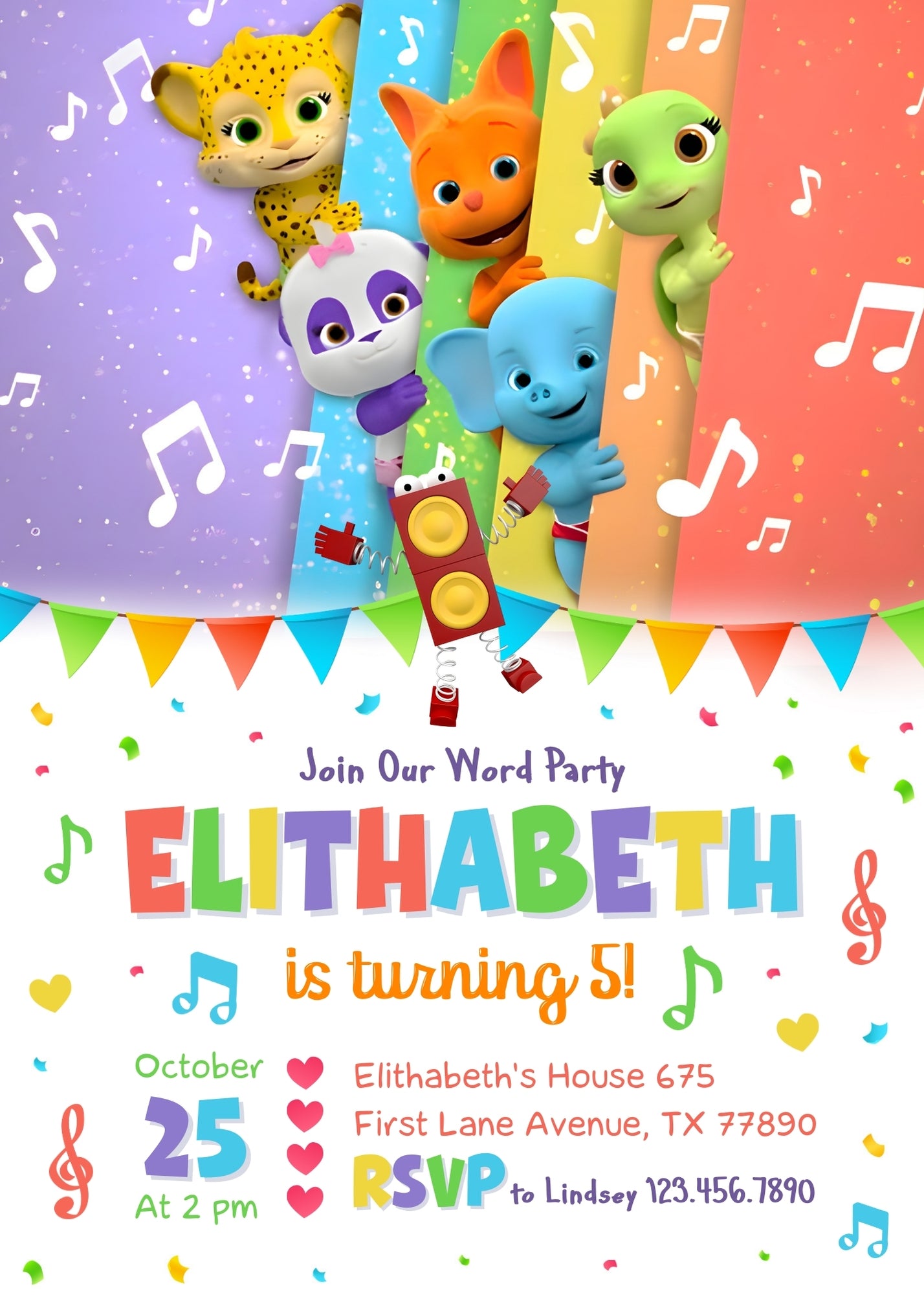 Word Party customizable invitation template | Share or Print | JX278