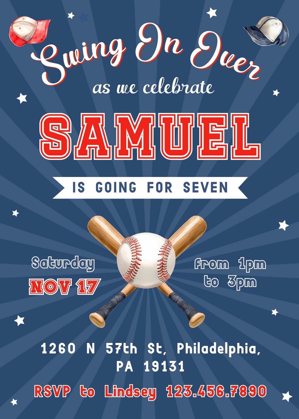 Baseball MLB Sport customizable invitation template | Share or Print | boy | GC177