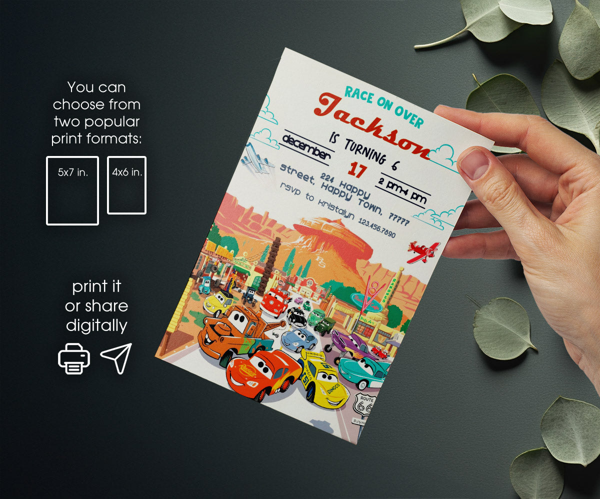 Cars Lightning McQueen customizable invitation template | Share or Print | boy | KH493