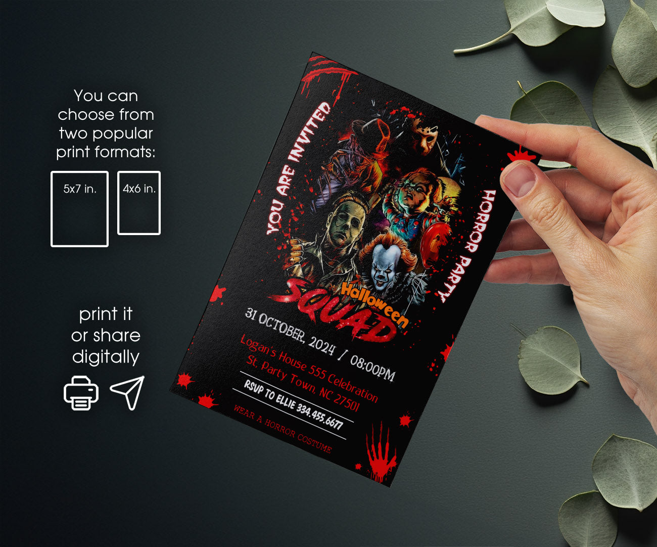 Horror Killer Movie Party customizable invitation template | Share or Print | UO890