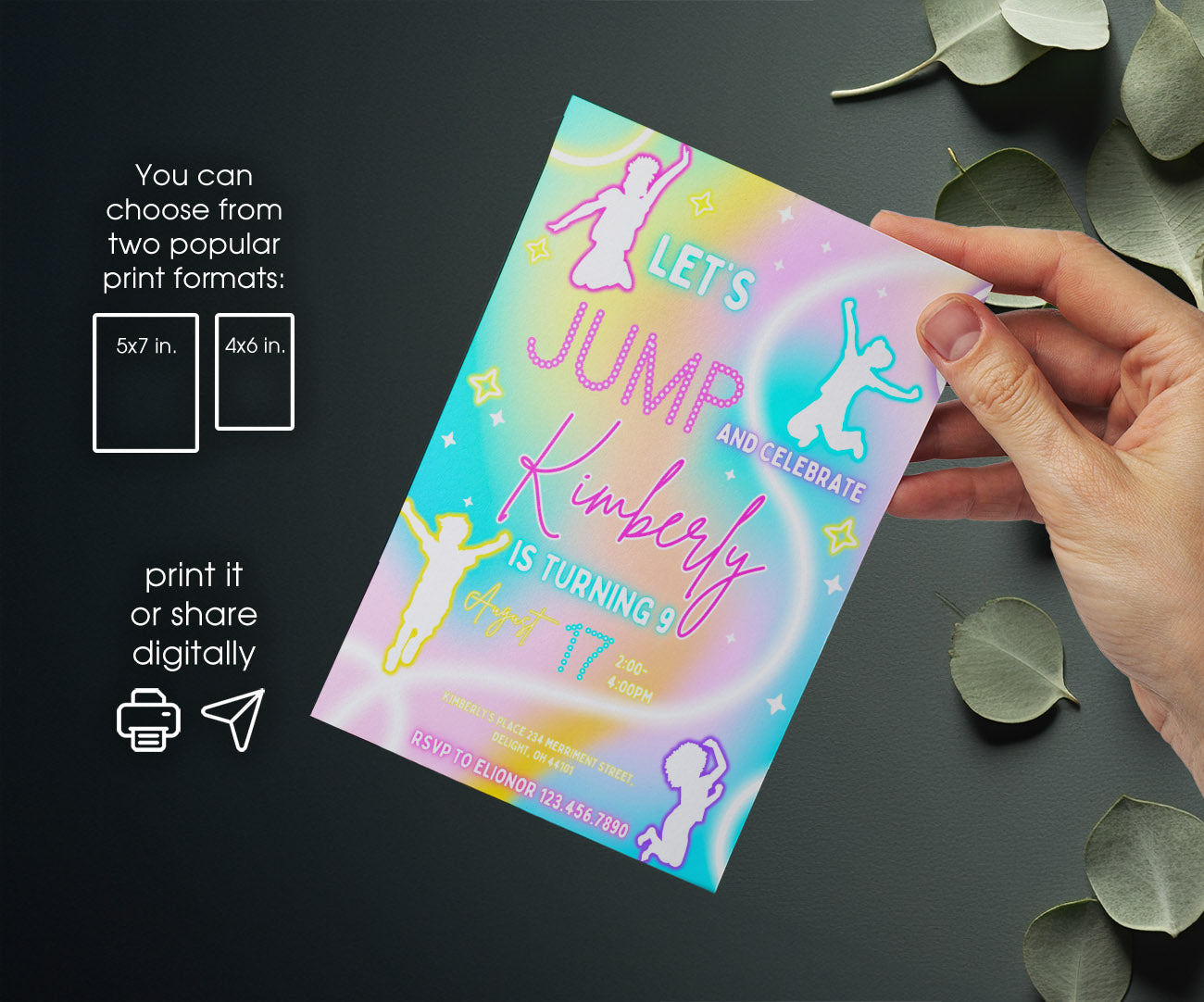 Trampoline Jump Party customizable invitation template | Share or Print | IM470