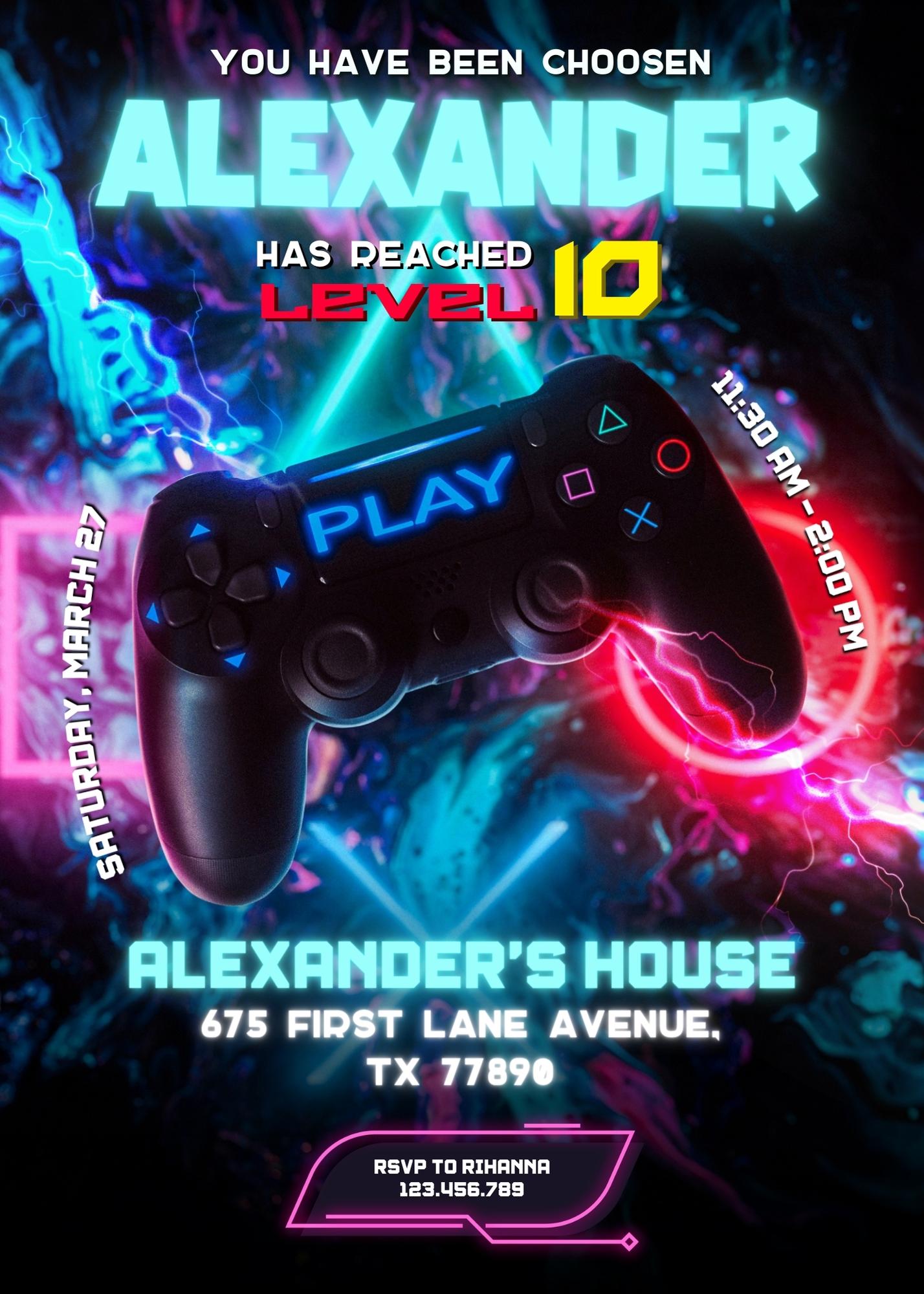 Gamer Party customizable invitation template | Share or Print | boy | RG060