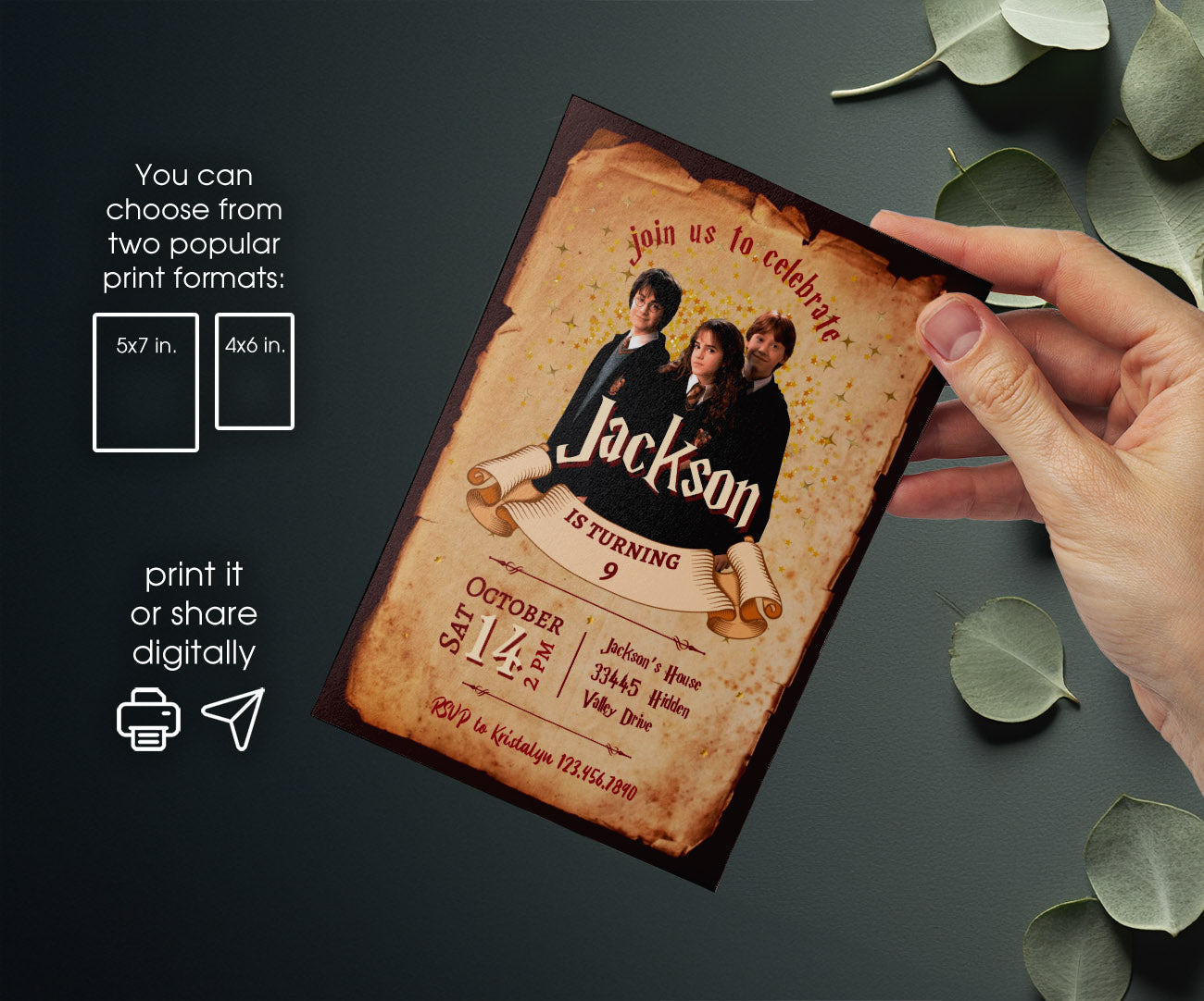 Harry Potter customizable invitation template | Share or Print | VO707