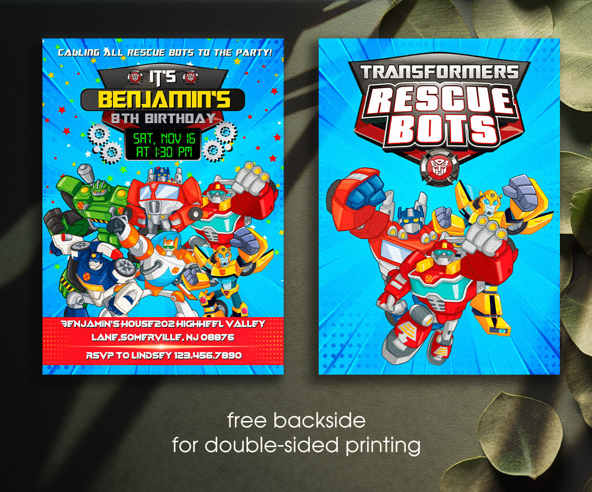 Transformers Rescue Bots customizable invitation template | Share or Print | boy | MF664