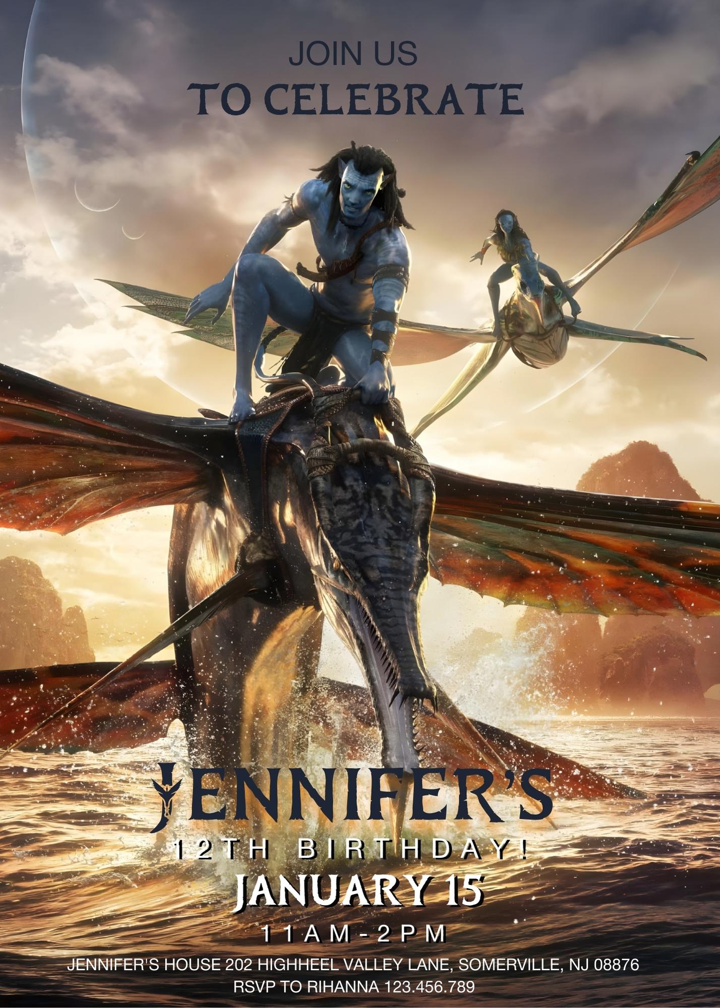 Avatar The Way of Water customizable invitation template | Share or Print | KC934