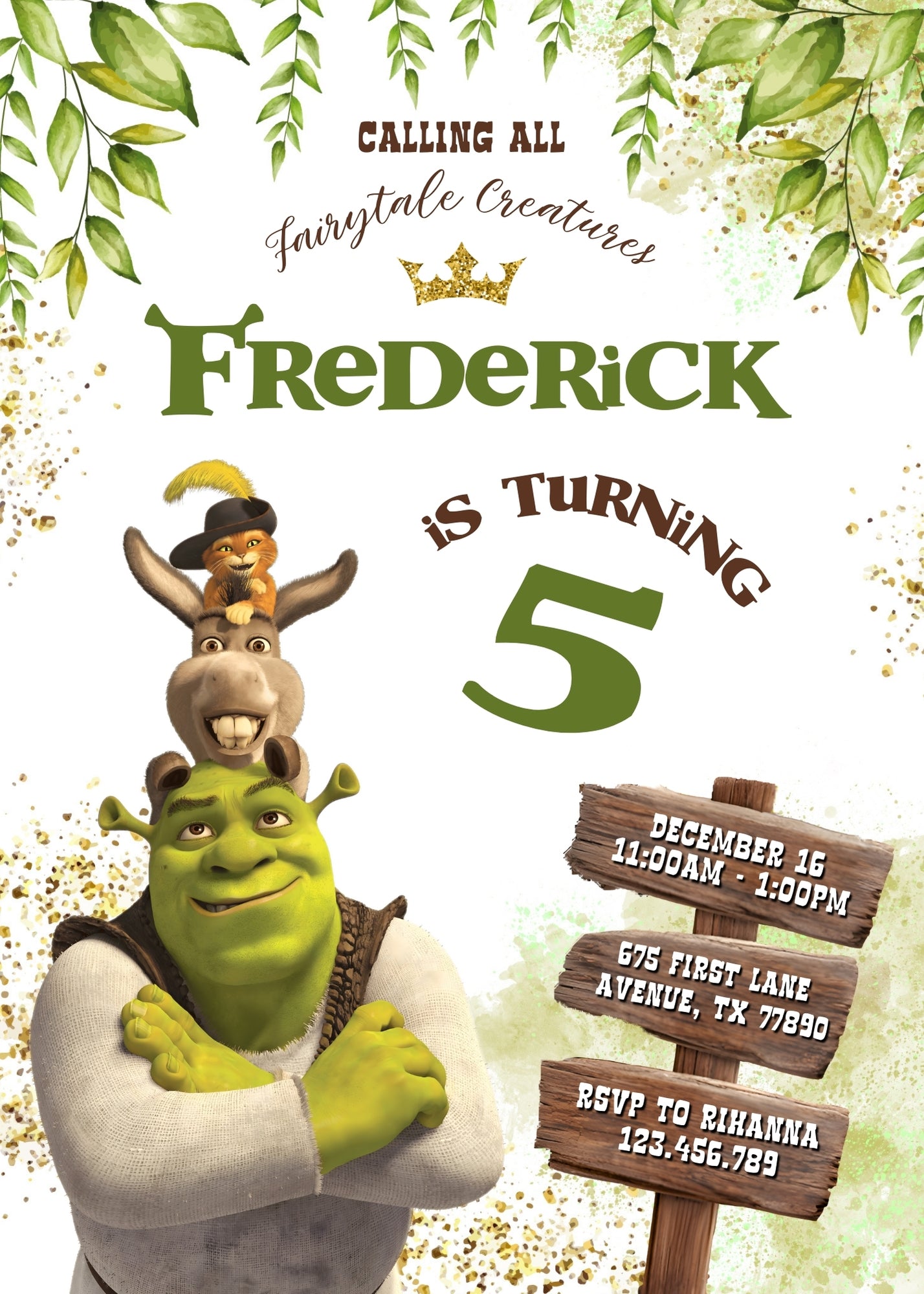 Shrek customizable invitation template | Share or Print | NI110