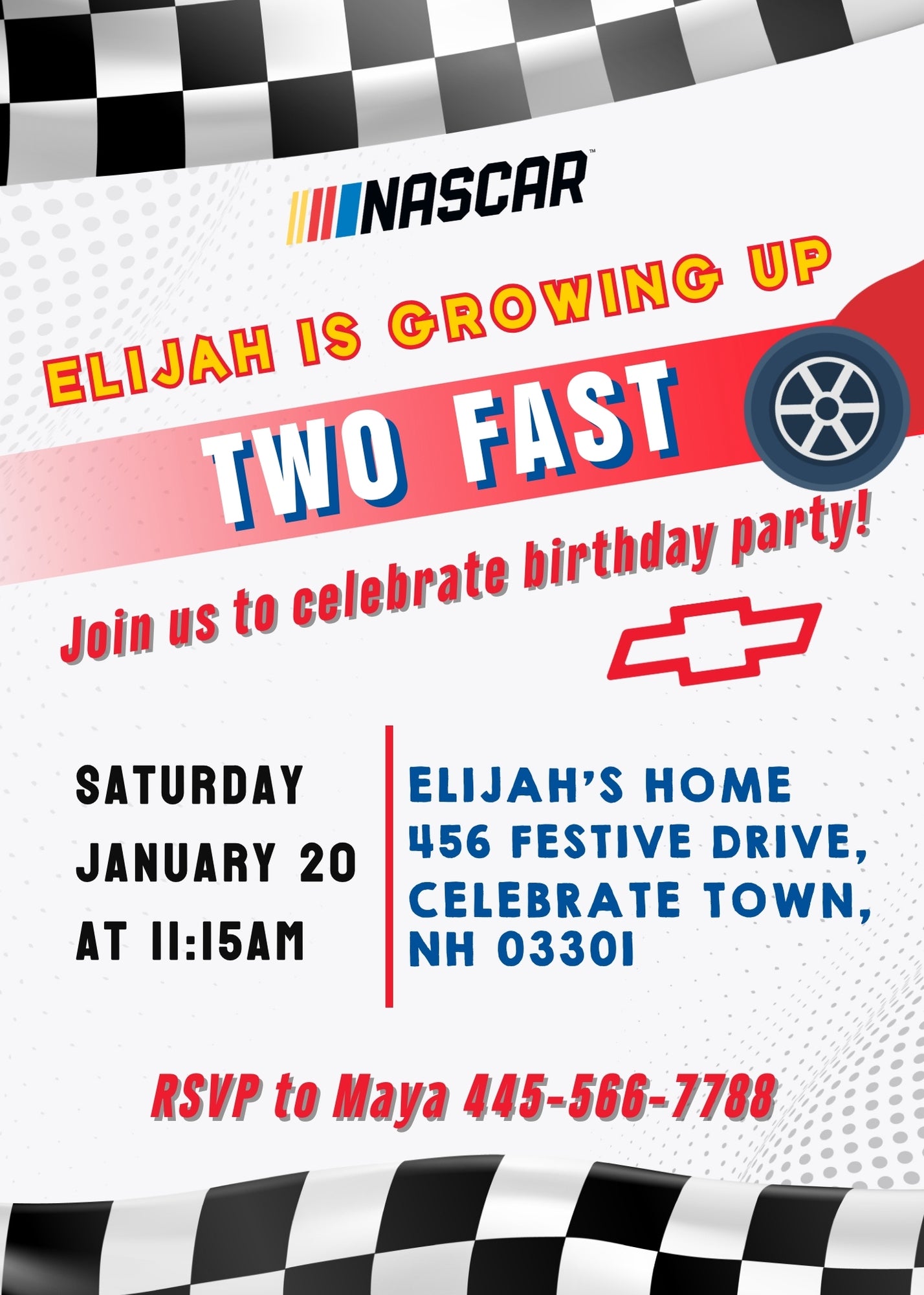 Nascar Ricky Bobby customizable invitation template | Share or Print | boy | GN464