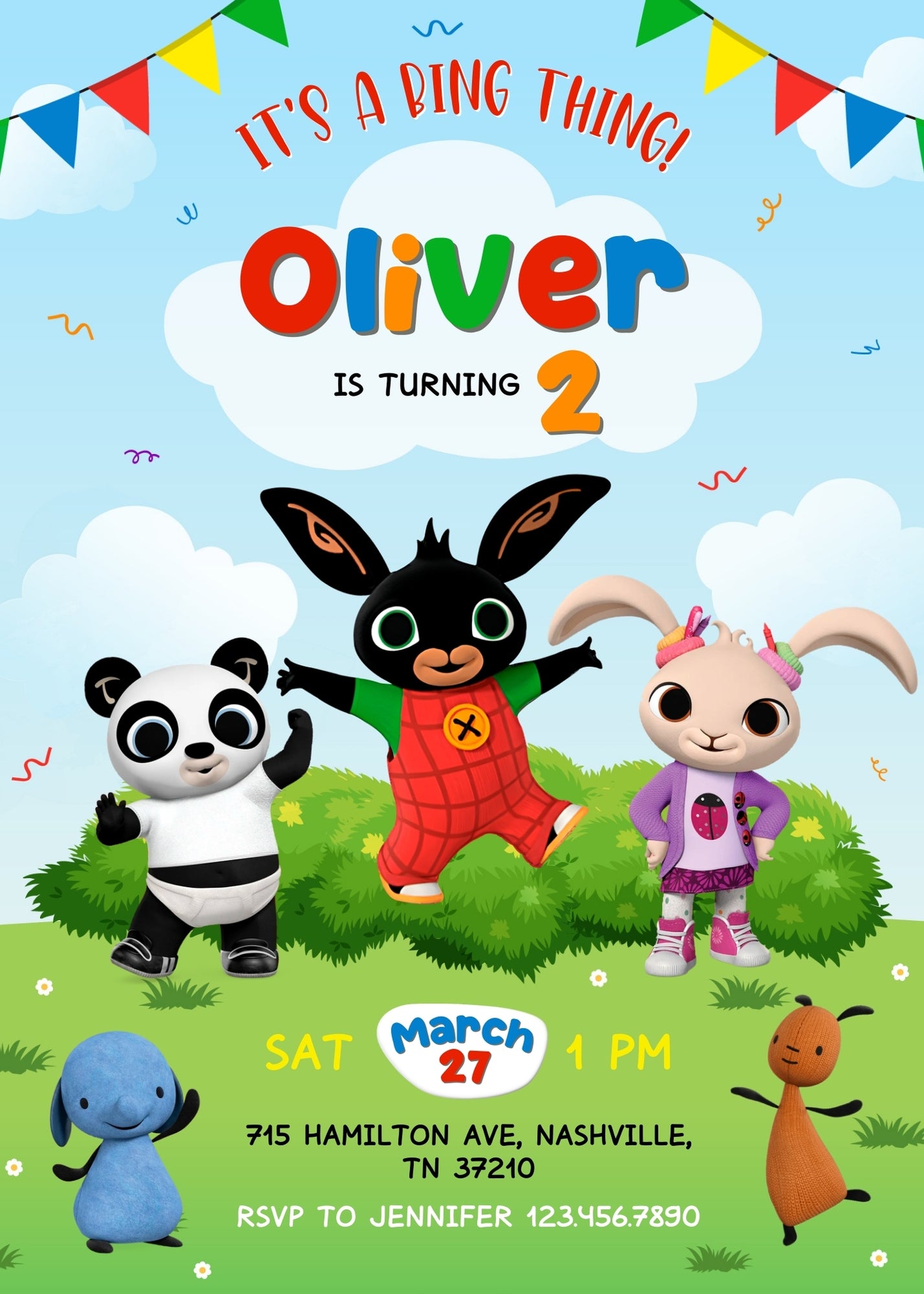 Bing Bunny customizable invitation template | Share or Print | YV824