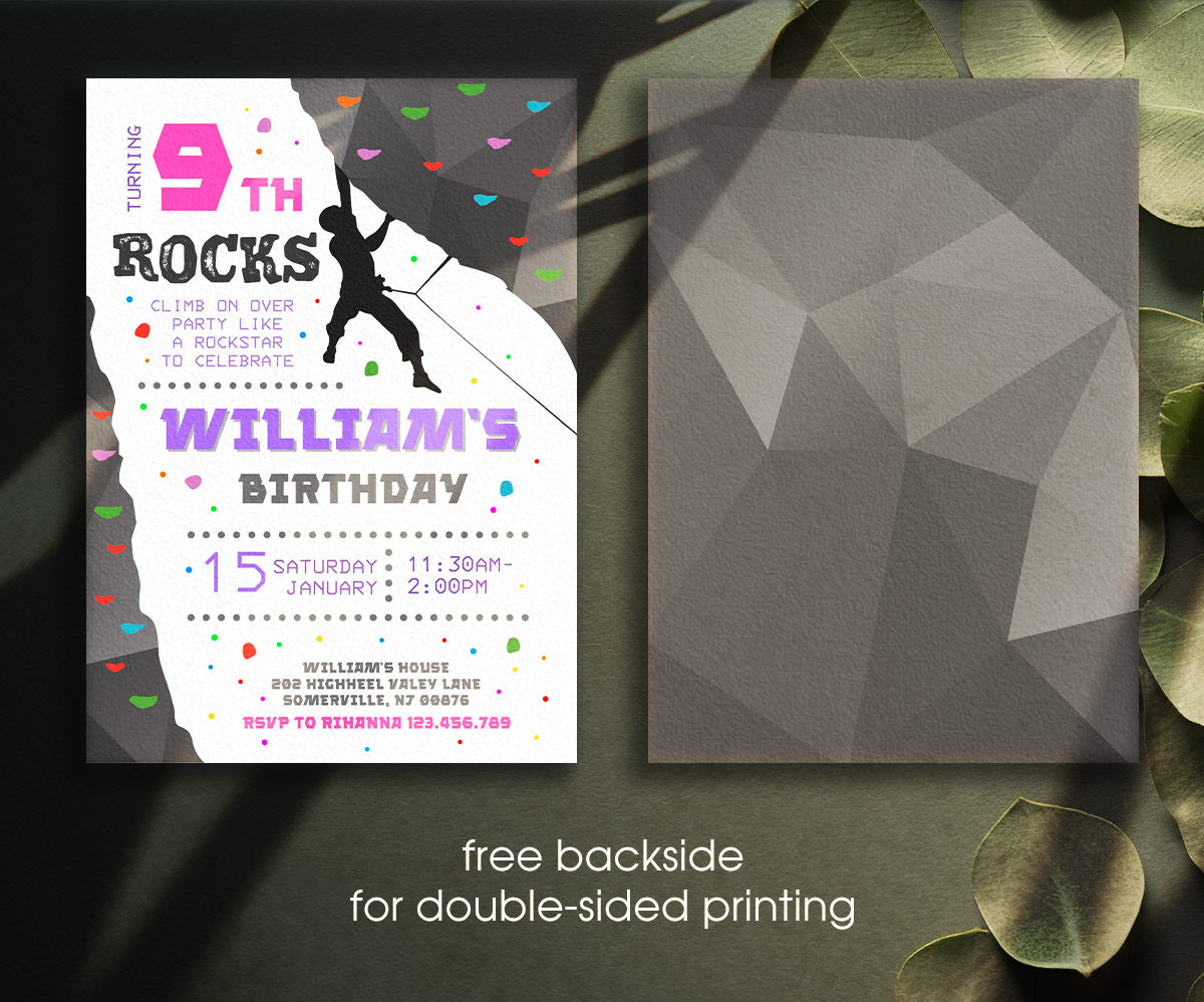 Rock Climbing customizable invitation template | Share or Print | IY076