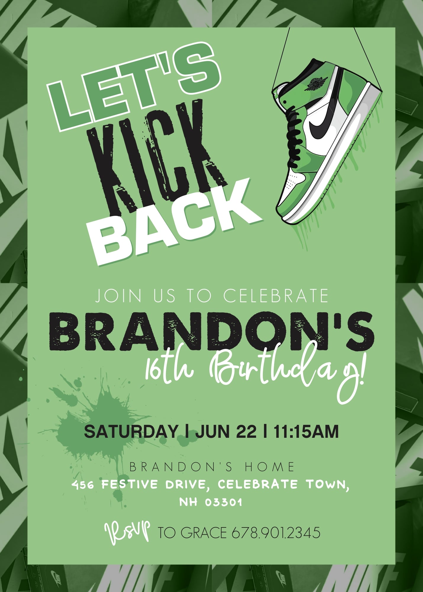 Sneaker Ball Air Jordan Nike customizable invitation template | Share or Print | HW446
