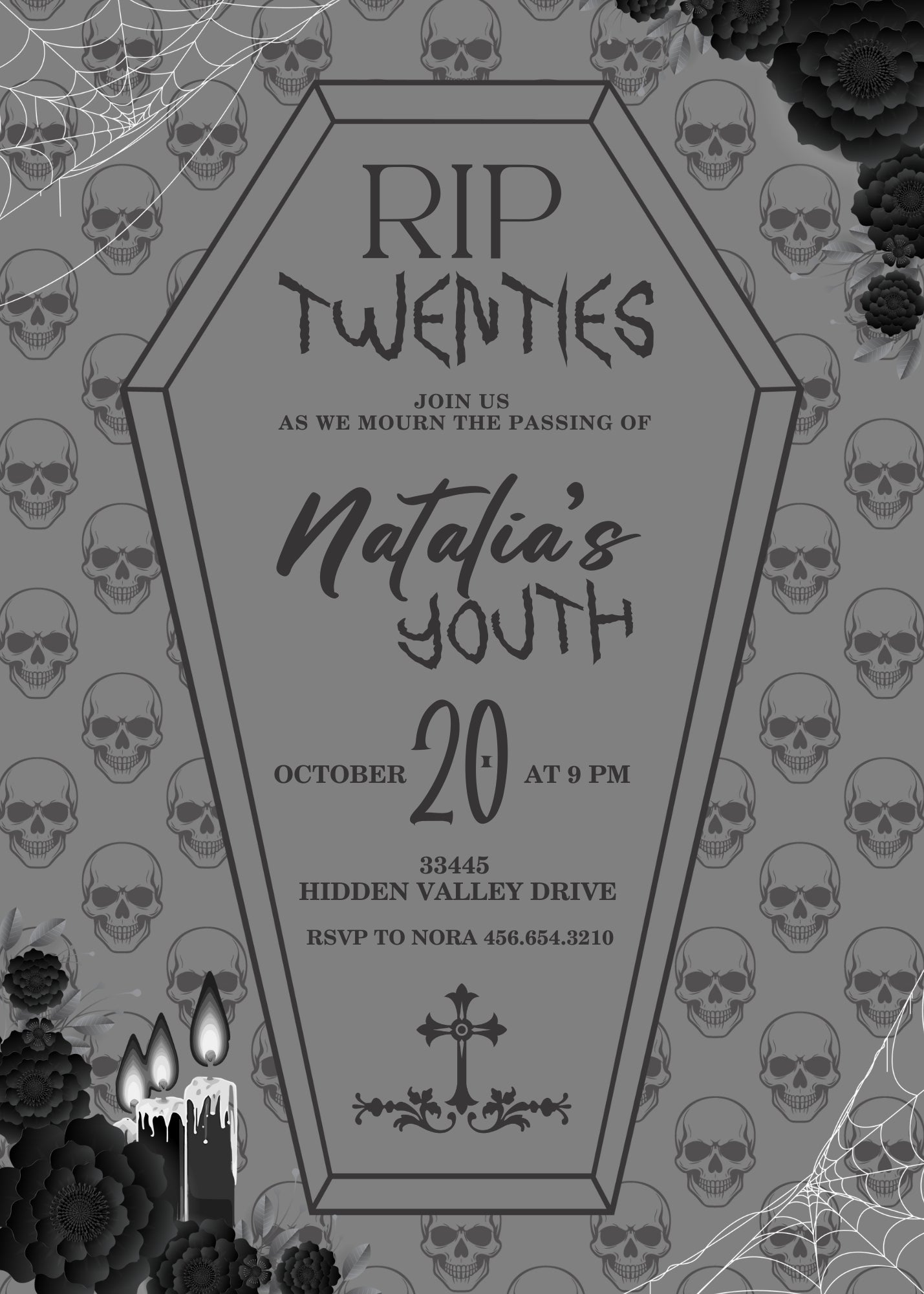 Rip Twenties Birthday customizable invitation template | Share or Print | BT054