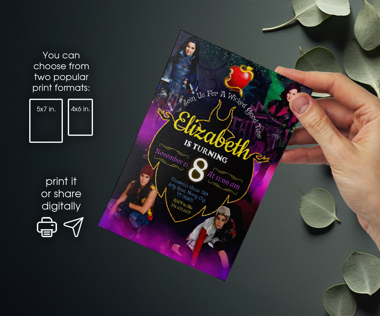 Descendants Disney customizable invitation template | Share or Print | PT128