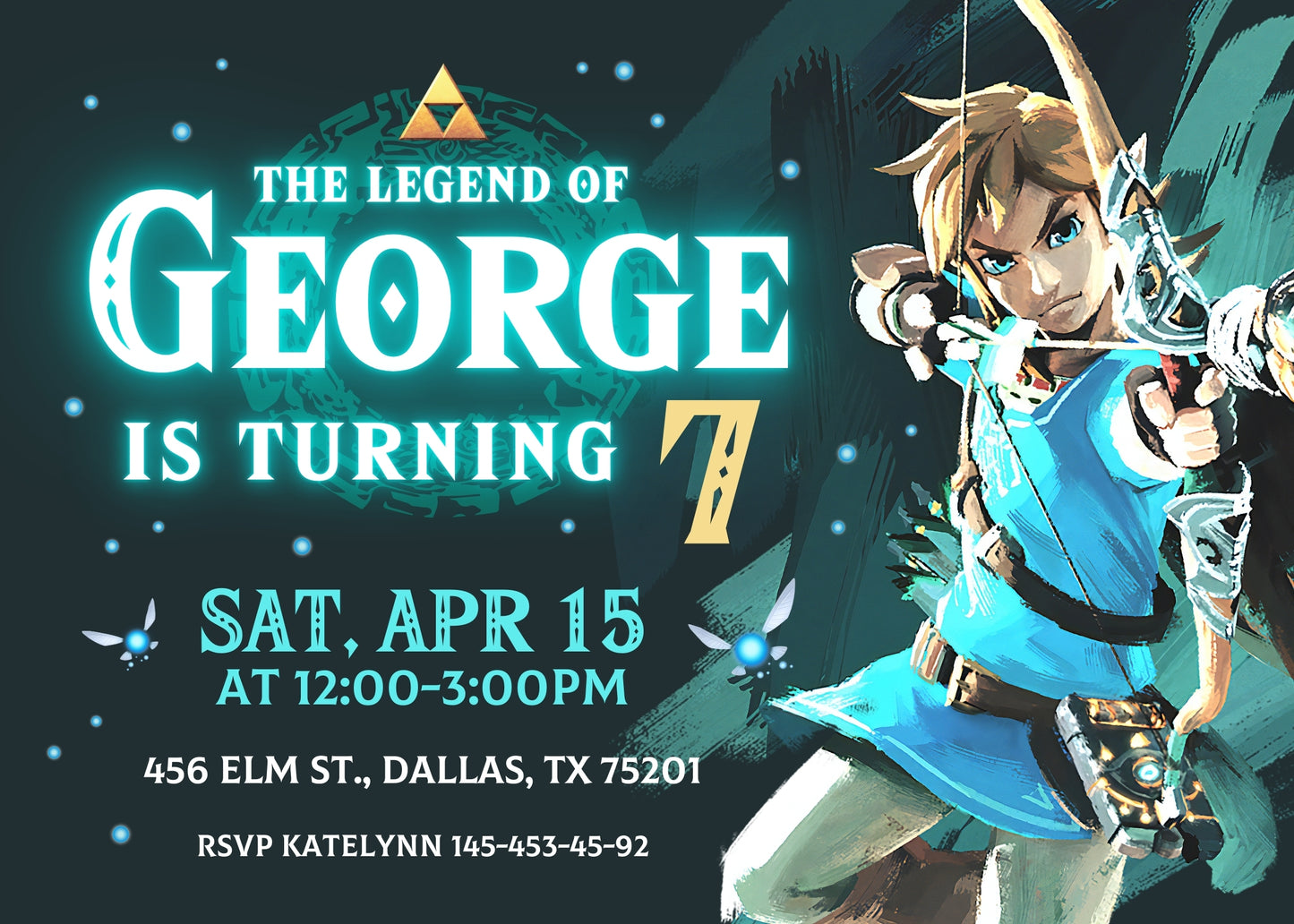 Legend of Zelda Gamer customizable invitation template | Share or Print | AT894