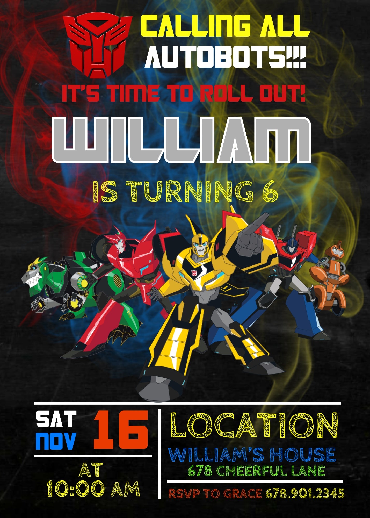 Transformers Rescue Bots customizable invitation template | Share or Print | boy | SP095