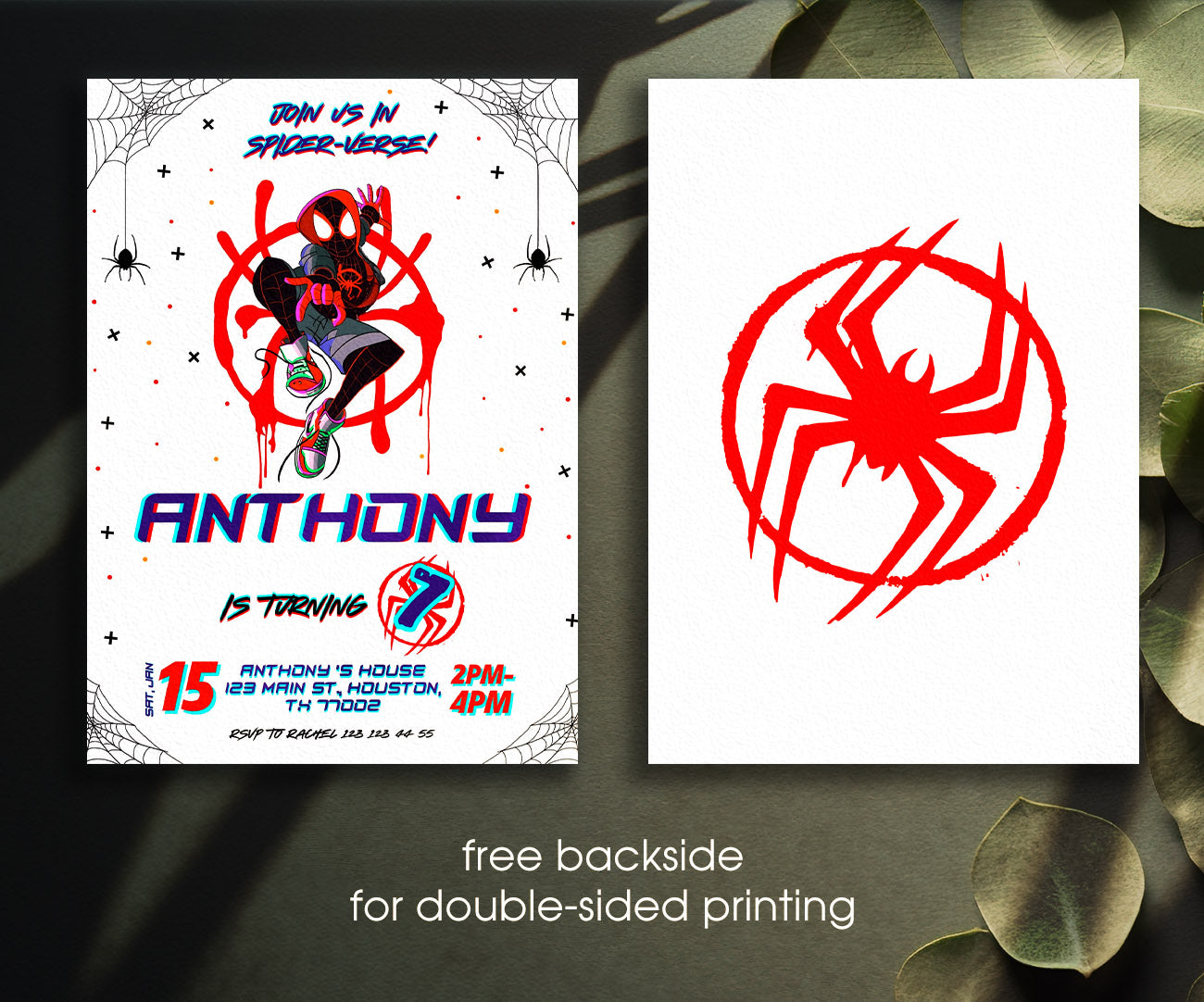 Spider Man Across the Spider-Verse customizable invitation template | Share or Print | boy | FJ413