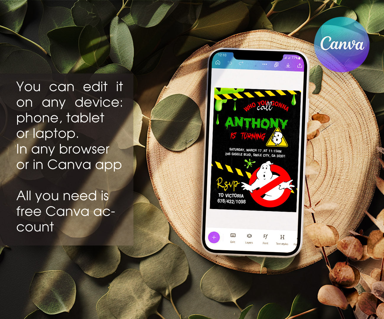 Ghostbusters customizable invitation template | Share or Print | QH768