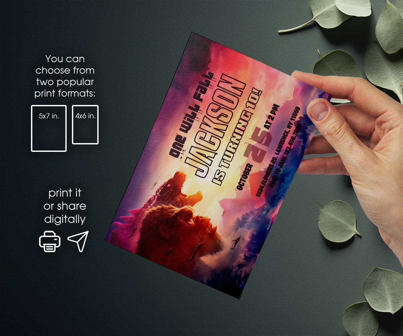 Godzilla X King Kong customizable invitation template | Share or Print | SE494