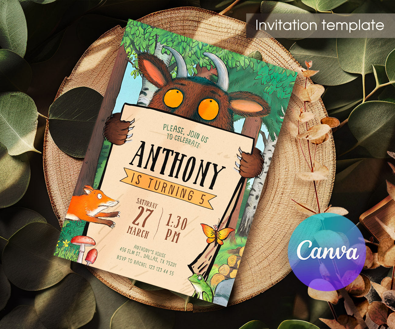 Gruffalo customizable invitation template | Share or Print | ZL454