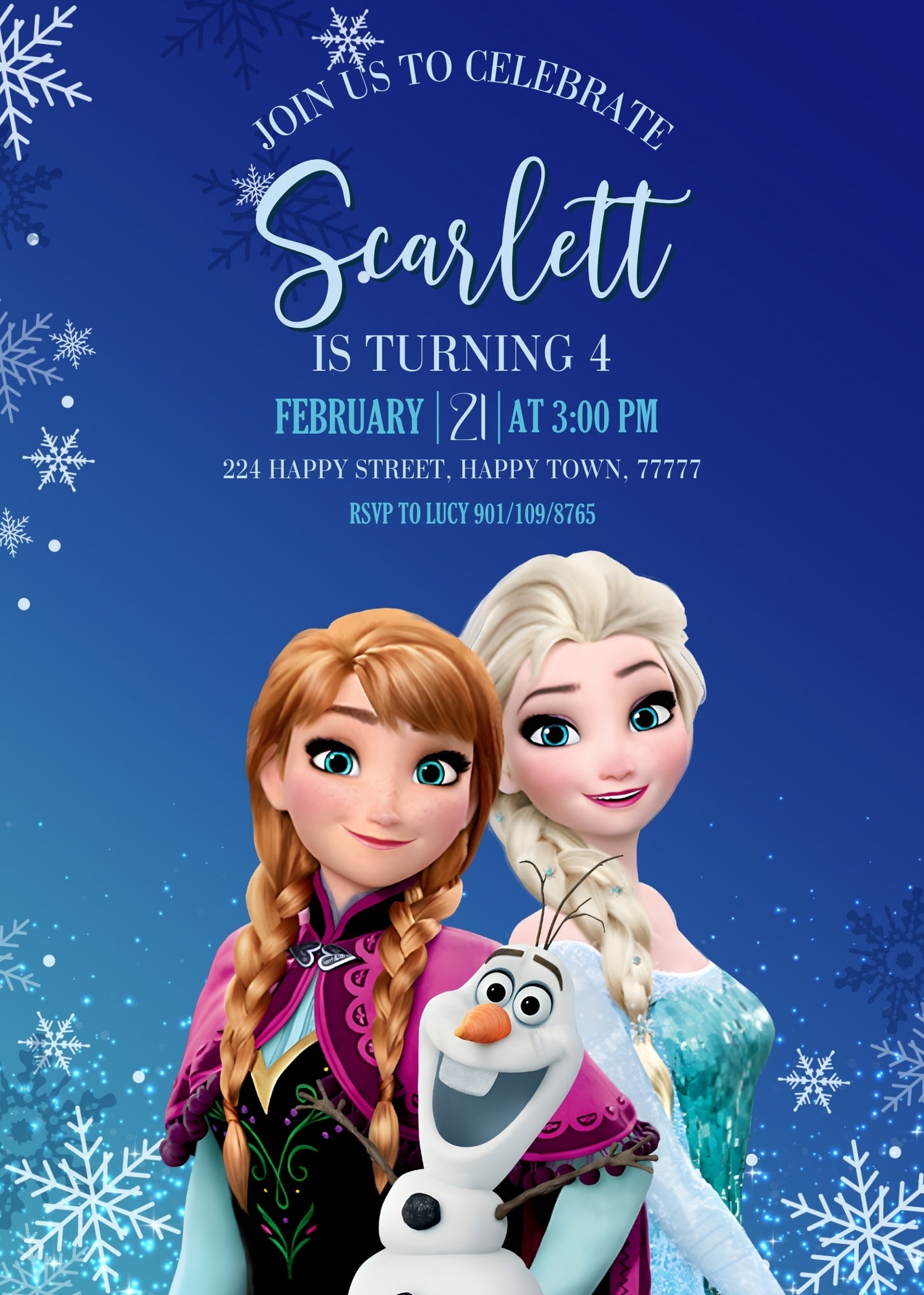 Frozen Elsa customizable invitation template | Share or Print | girl | WT361
