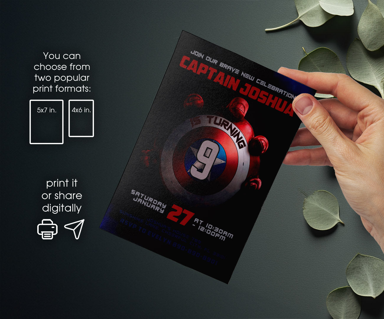 Captain America: Brave New World, Red Hulk customizable invitation template | Share or Print | boy | EG120