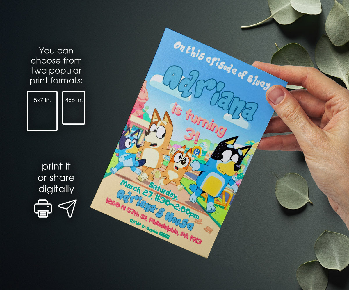 Bluey Bingo customizable invitation template | Share or Print | AB542