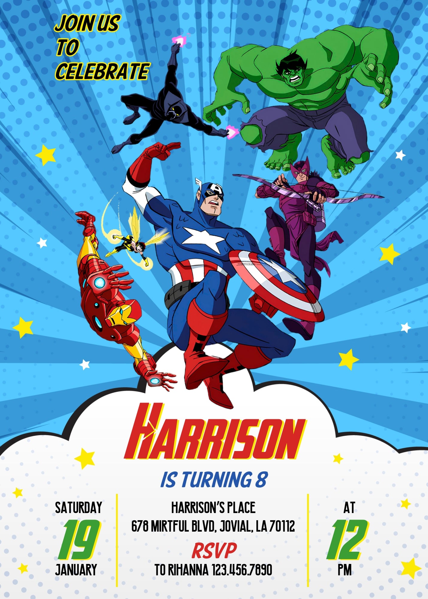Avengers Marvel Superhero customizable invitation template | Share or Print | boy | QH437