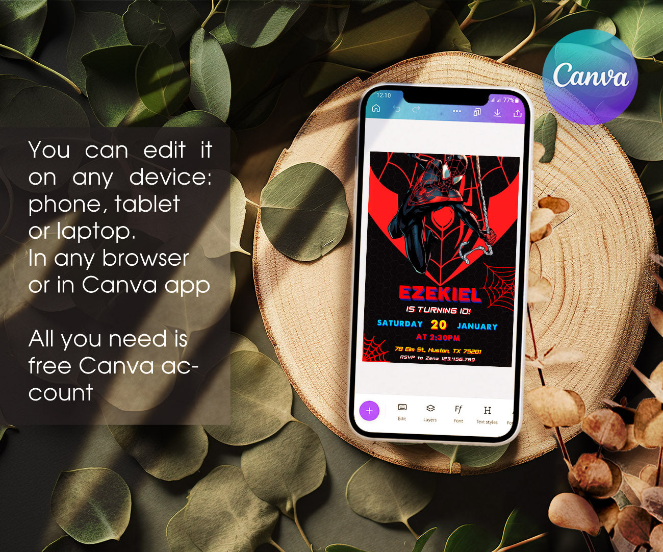 Spider Man Across the Spider-Verse customizable invitation template | Share or Print | boy | LJ227