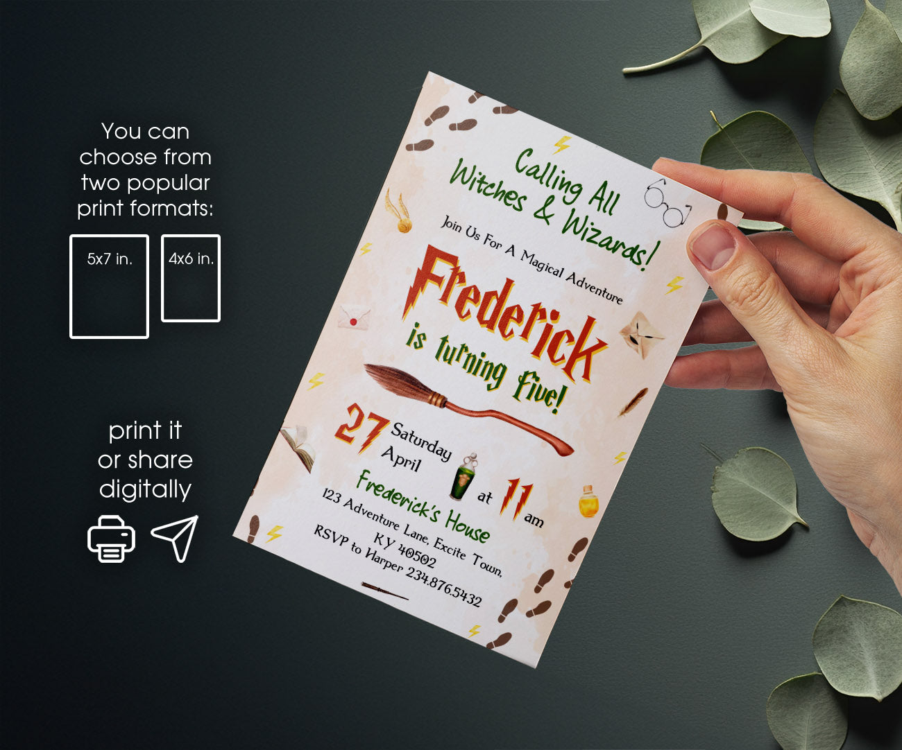 Harry Potter customizable invitation template | Share or Print | FD965