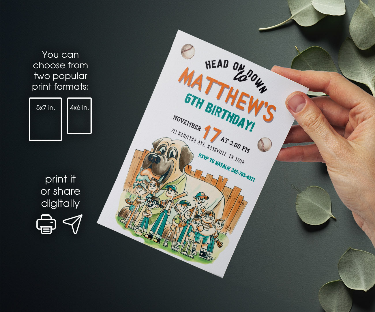 Baseball MLB Sport customizable invitation template | Share or Print | CT077