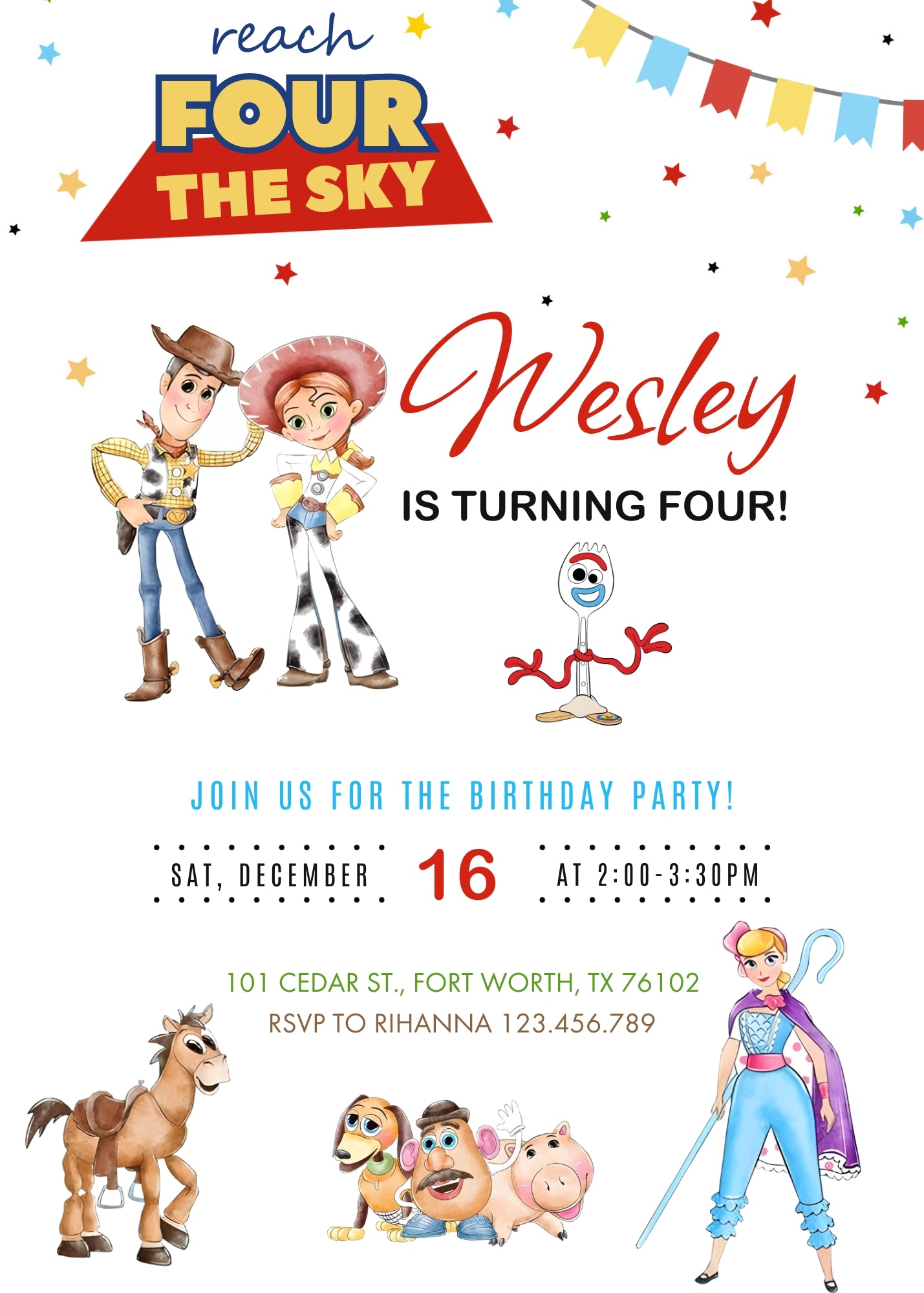 Toy Story Woody customizable invitation template | Share or Print | MY683
