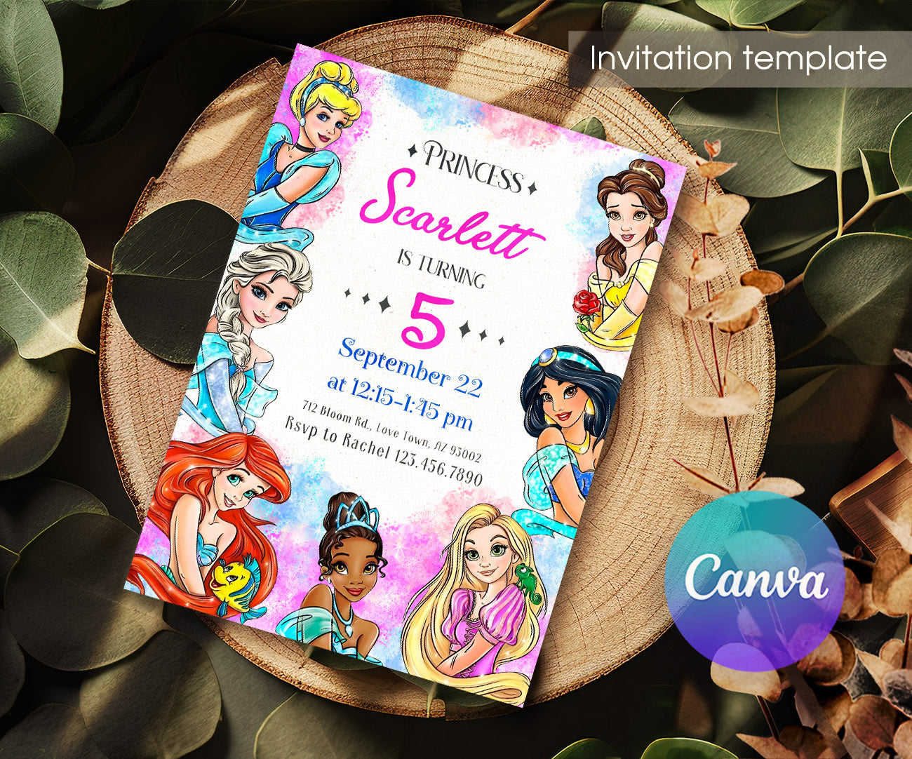 Disney Princess customizable invitation template | Share or Print | girl | IM847